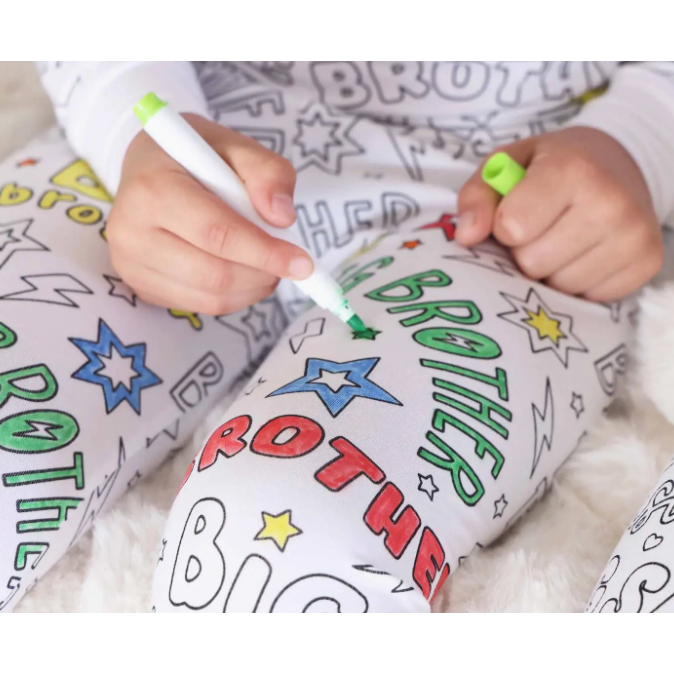 colorable 2 piece pajama set | big bro