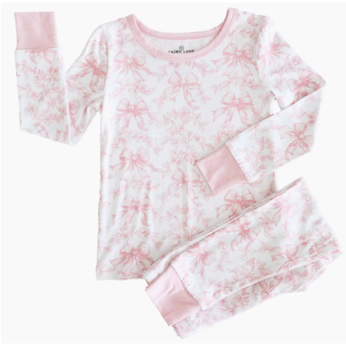 fancy frills 2 piece pajama set | pink