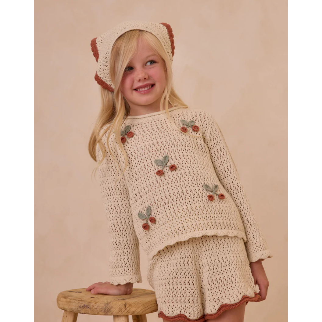 crochet knit pullover || cherries