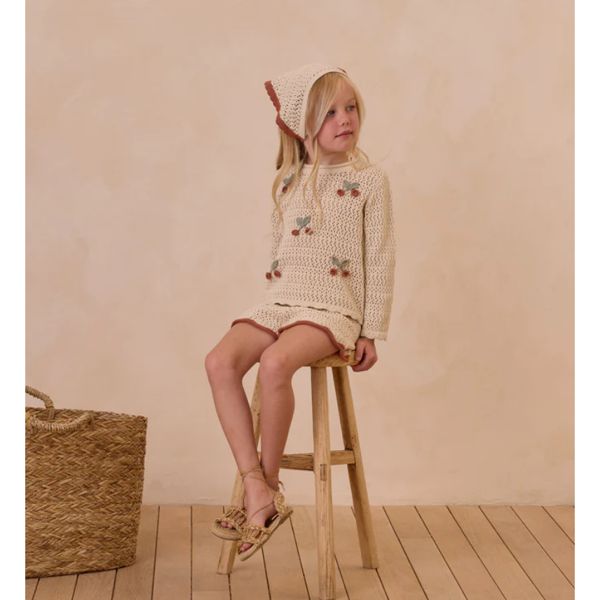 crochet knit pullover || cherries