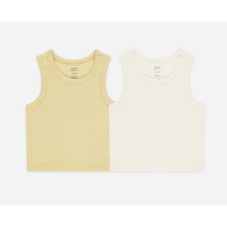 ribbed tank set || yellow, ivory