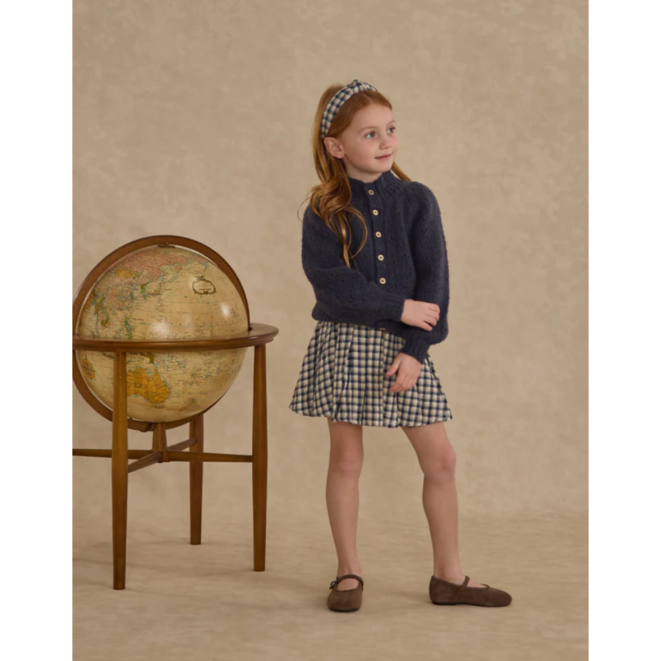 pleated mini skirt | navy check