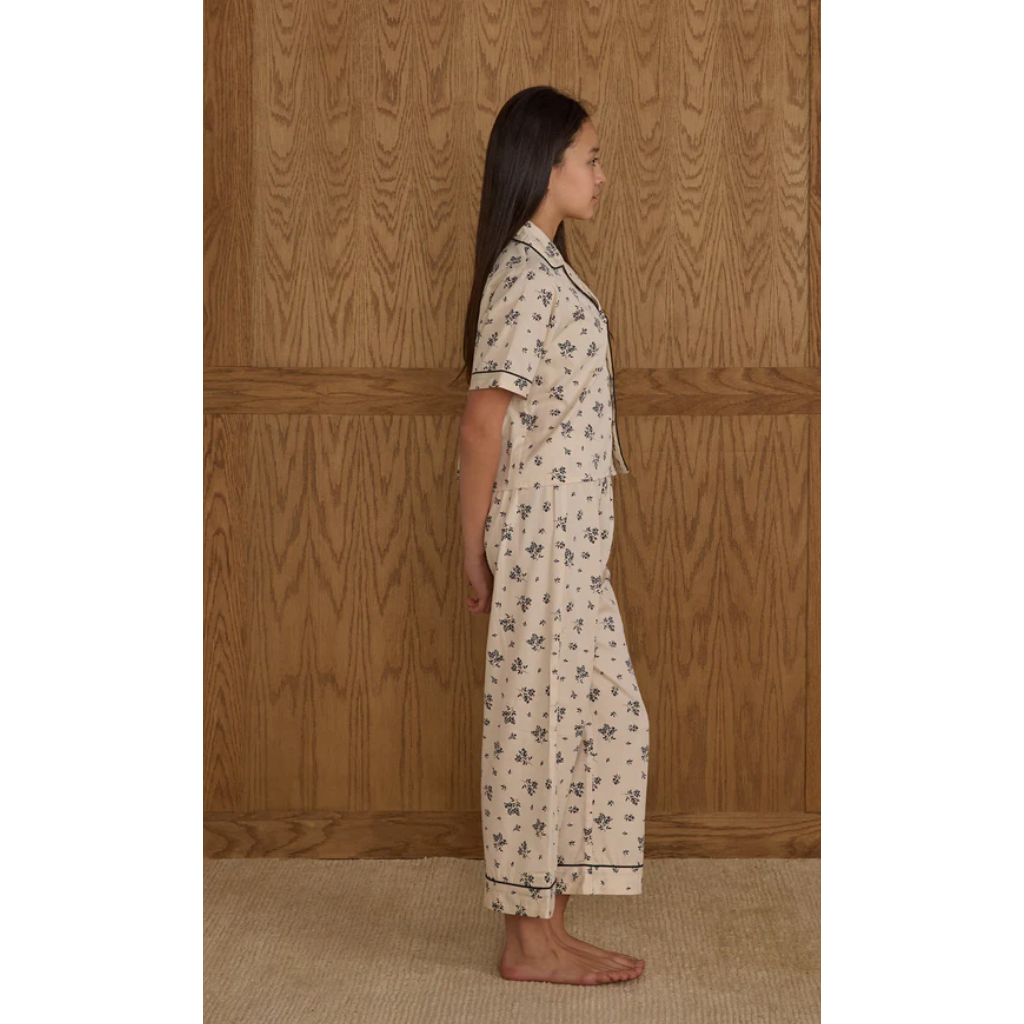 woven pajama set || blue floral