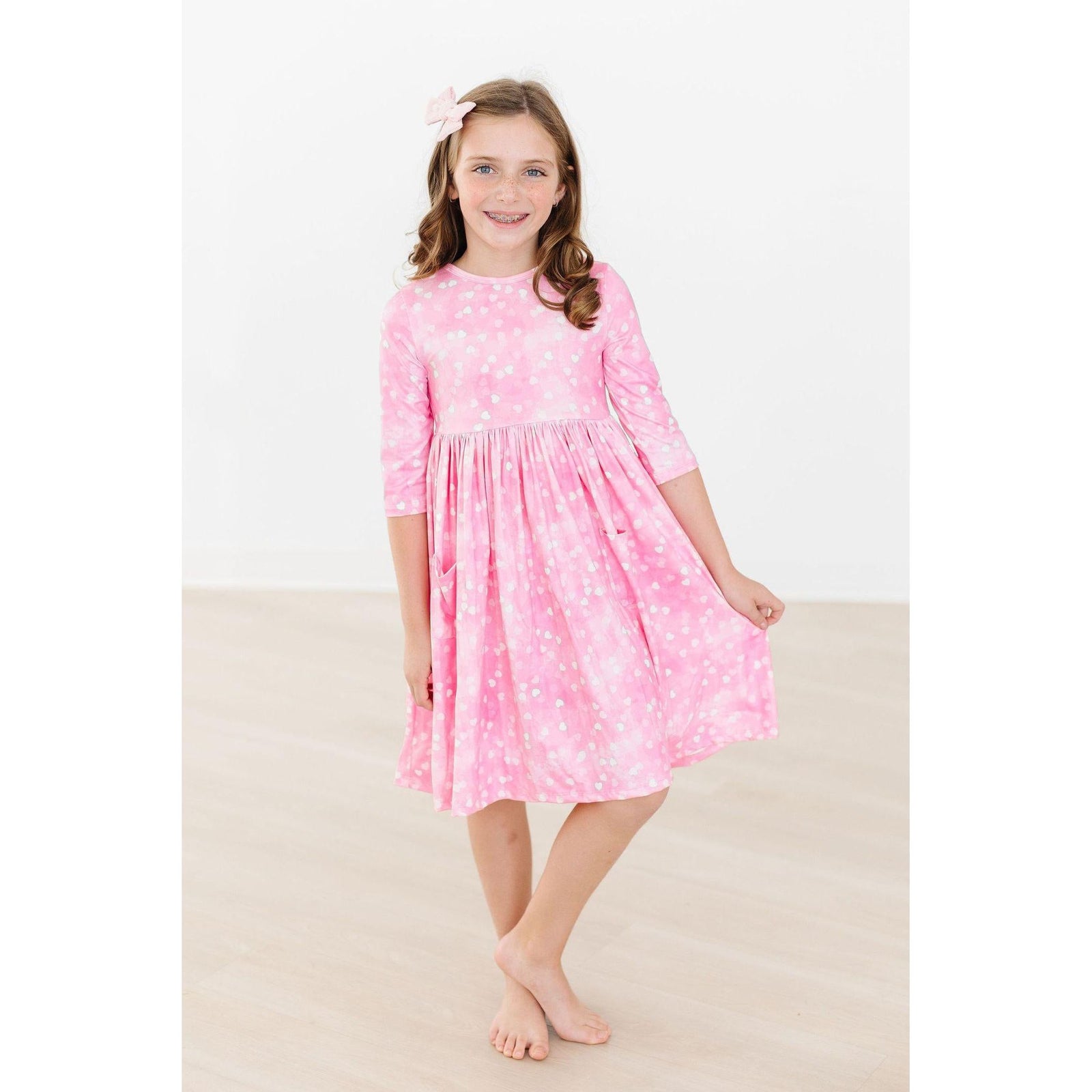 Shine Bright 3/4 Sleeve Pocket Twirl Dress
