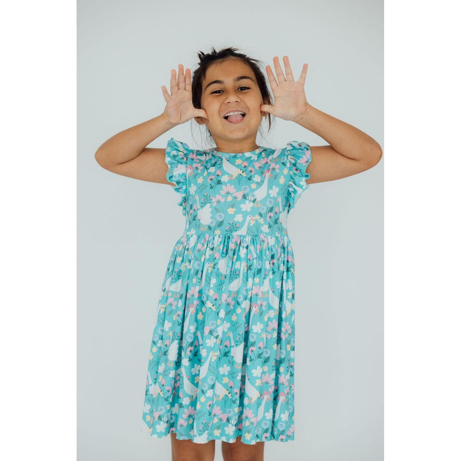 Silly Goose Flutter Sleeve Twirl Dress