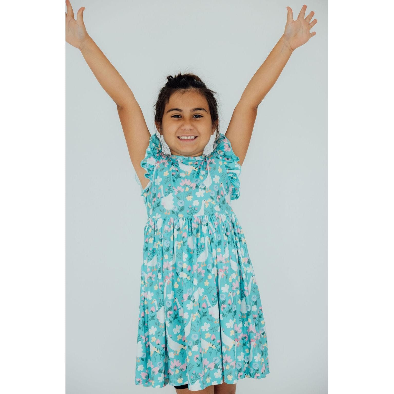 Silly Goose Flutter Sleeve Twirl Dress
