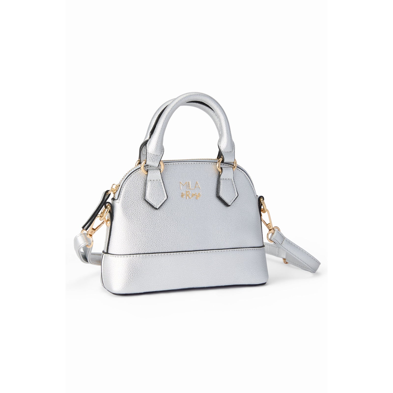Silver Metallic Girl's Crossbody Purse