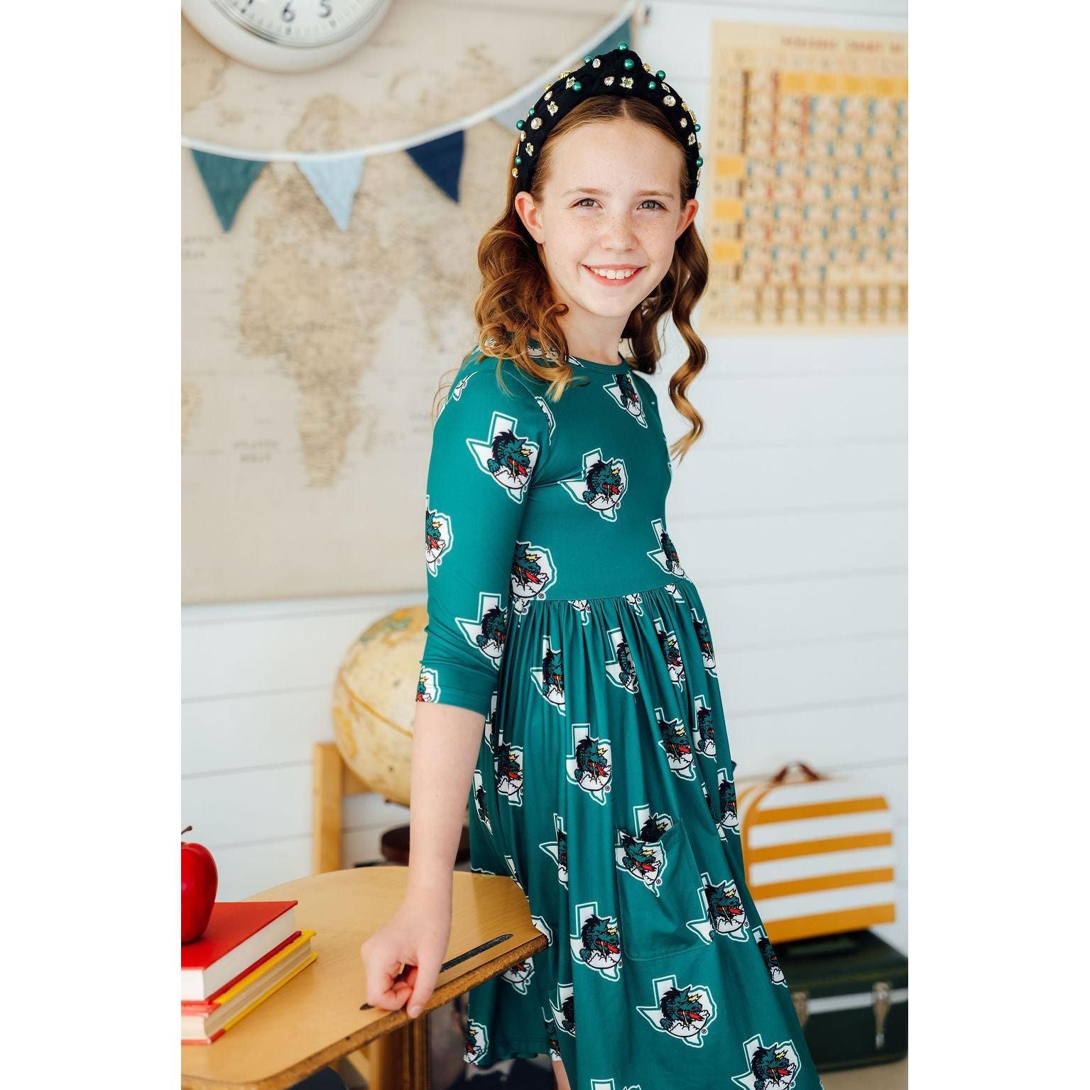 Southlake Carroll Dragons 3/4 Sleeve Pocket Twirl Dress