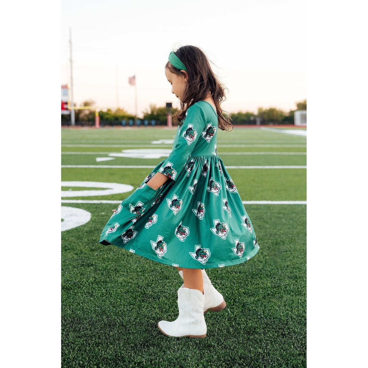Southlake Carroll Dragons 3/4 Sleeve Pocket Twirl Dress
