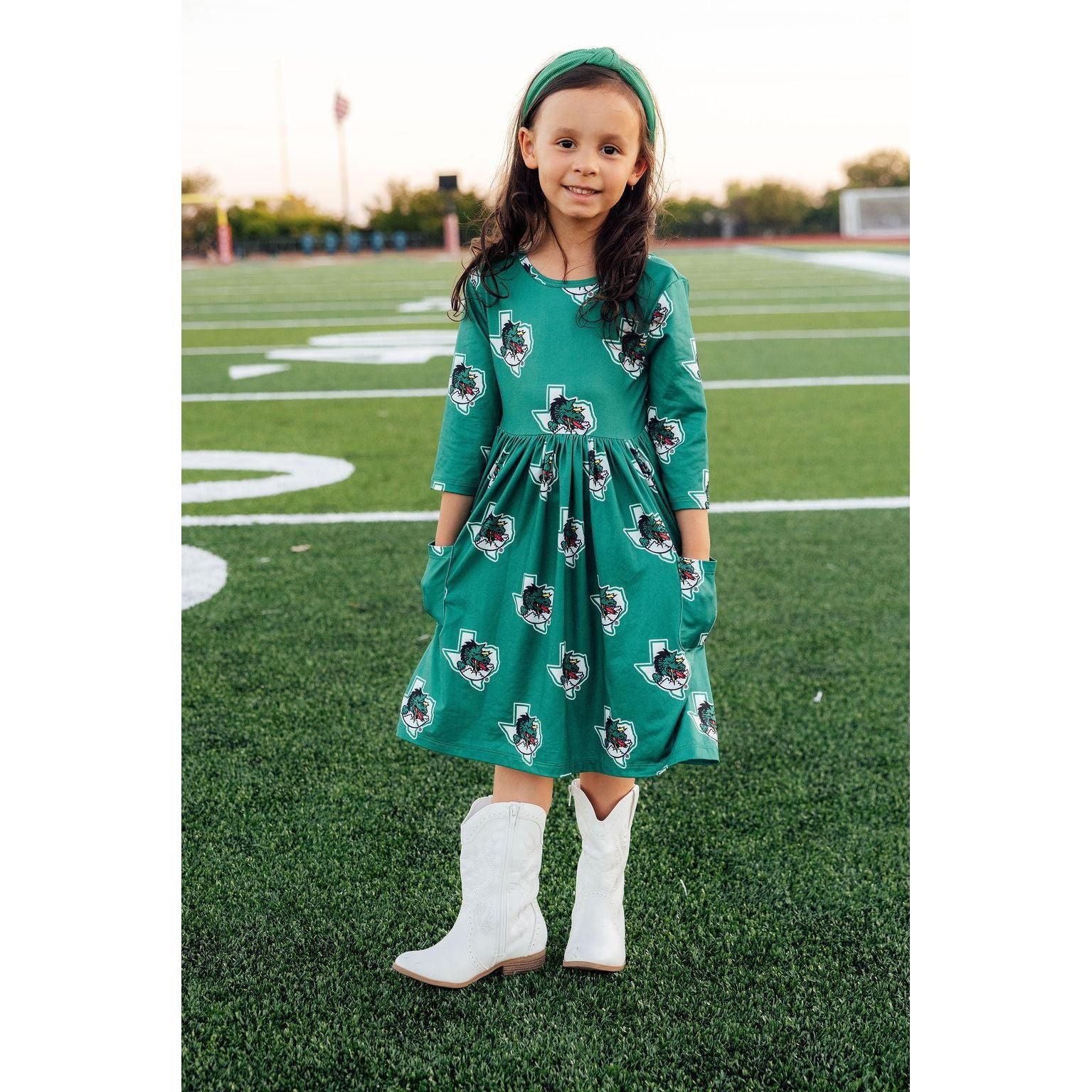 Southlake Carroll Dragons 3/4 Sleeve Pocket Twirl Dress