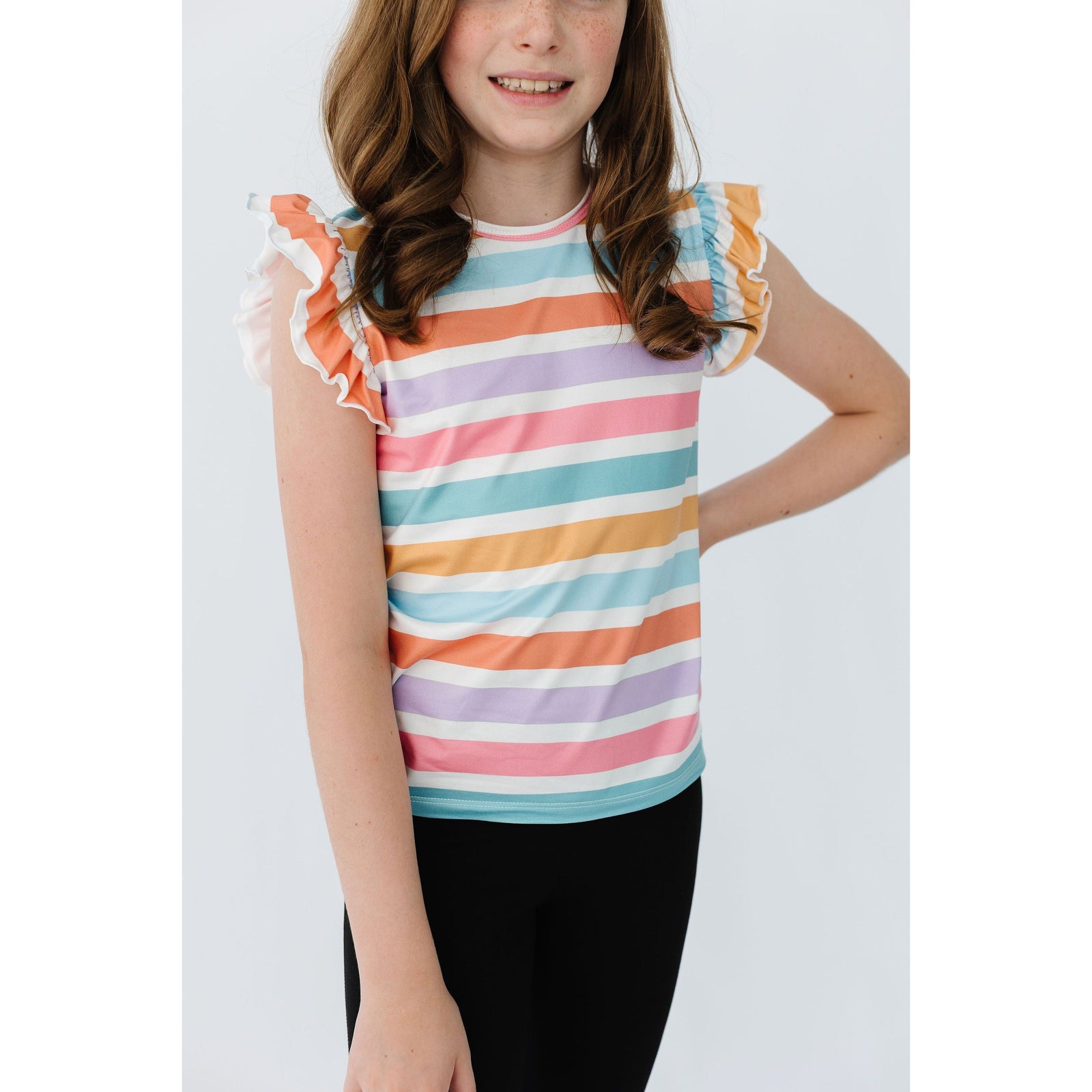 Spring Stripes S/S Ruffle Tee
