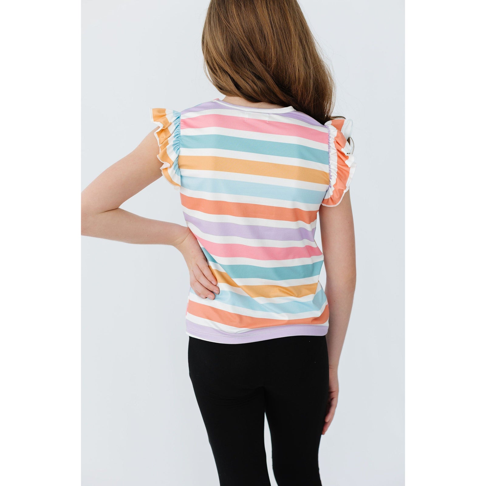 Spring Stripes S/S Ruffle Tee