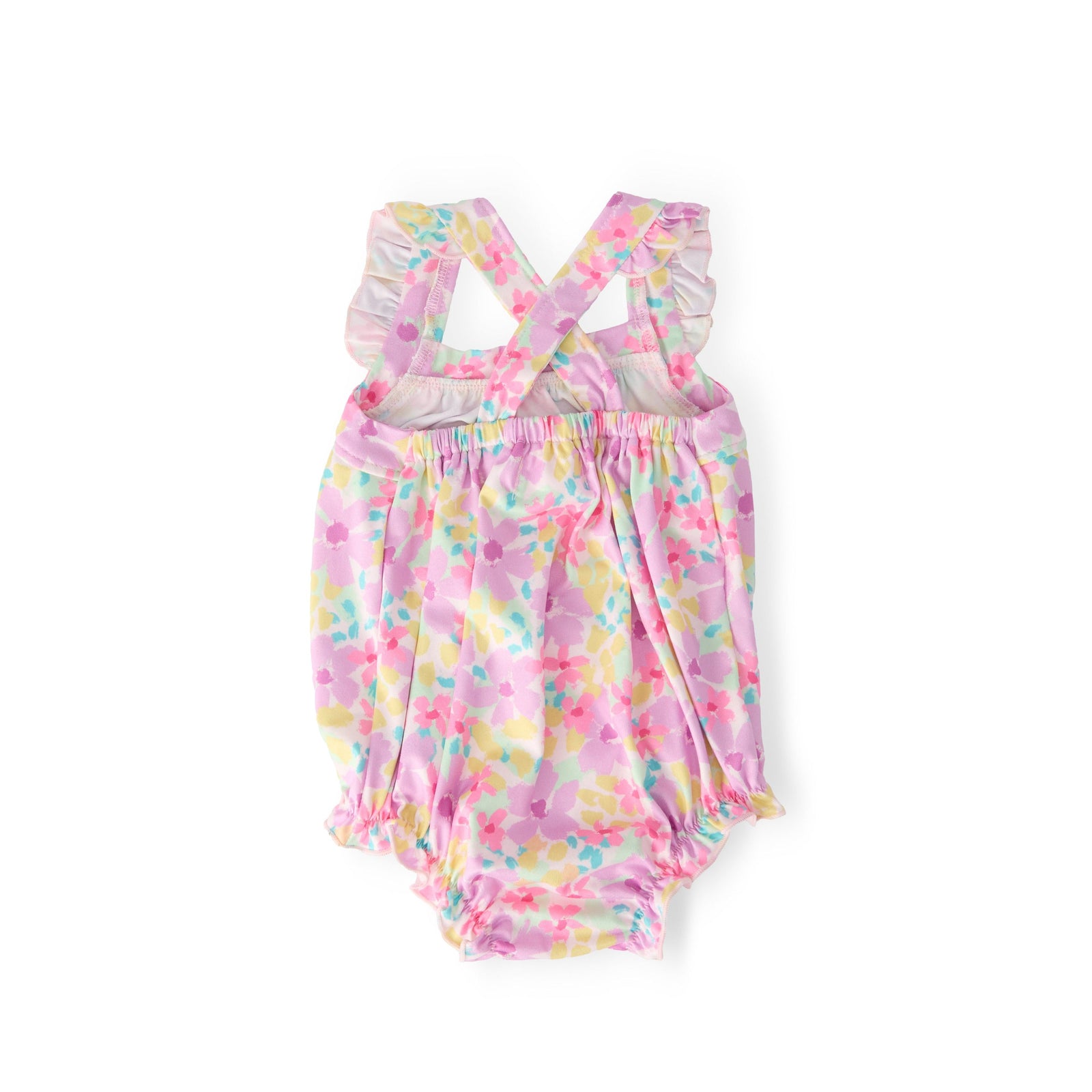 Summer Watercolor Ruffle Cross Back Romper