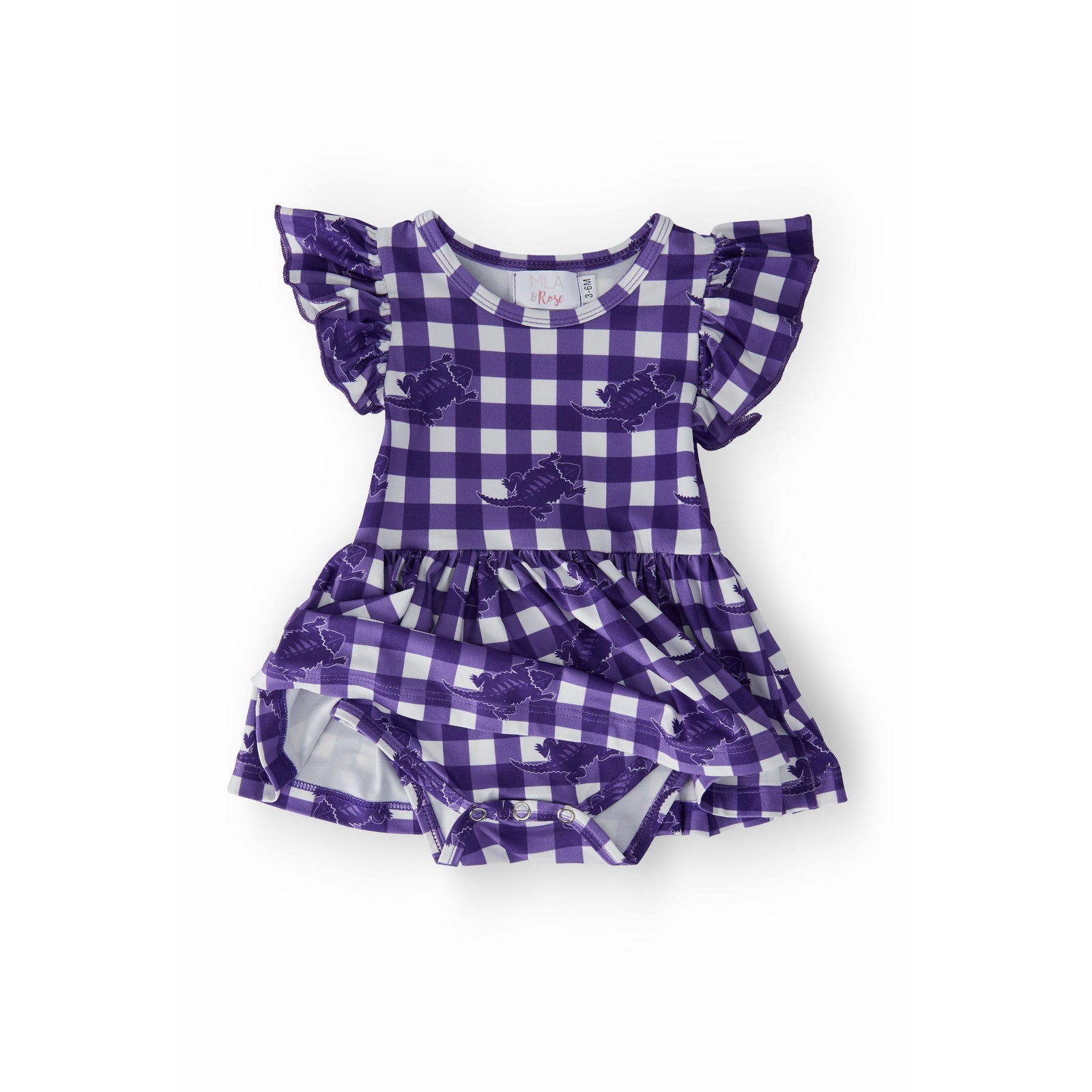 TCU Plaid Frog Flutter Twirl Bodysuit