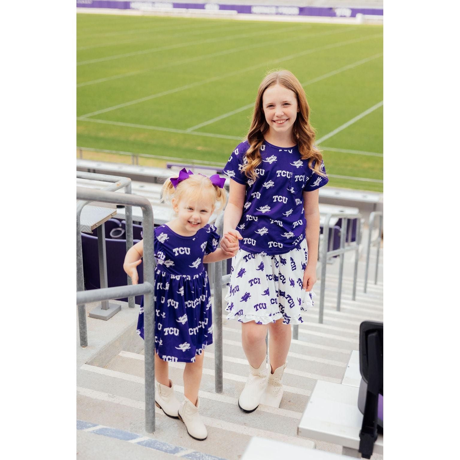 TCU Purple Frog Flutter Twirl Dress