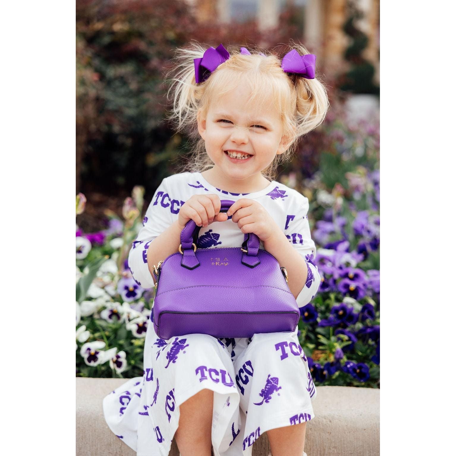 TCU White Frog 3/4 Sleeve Pocket Twirl Dress