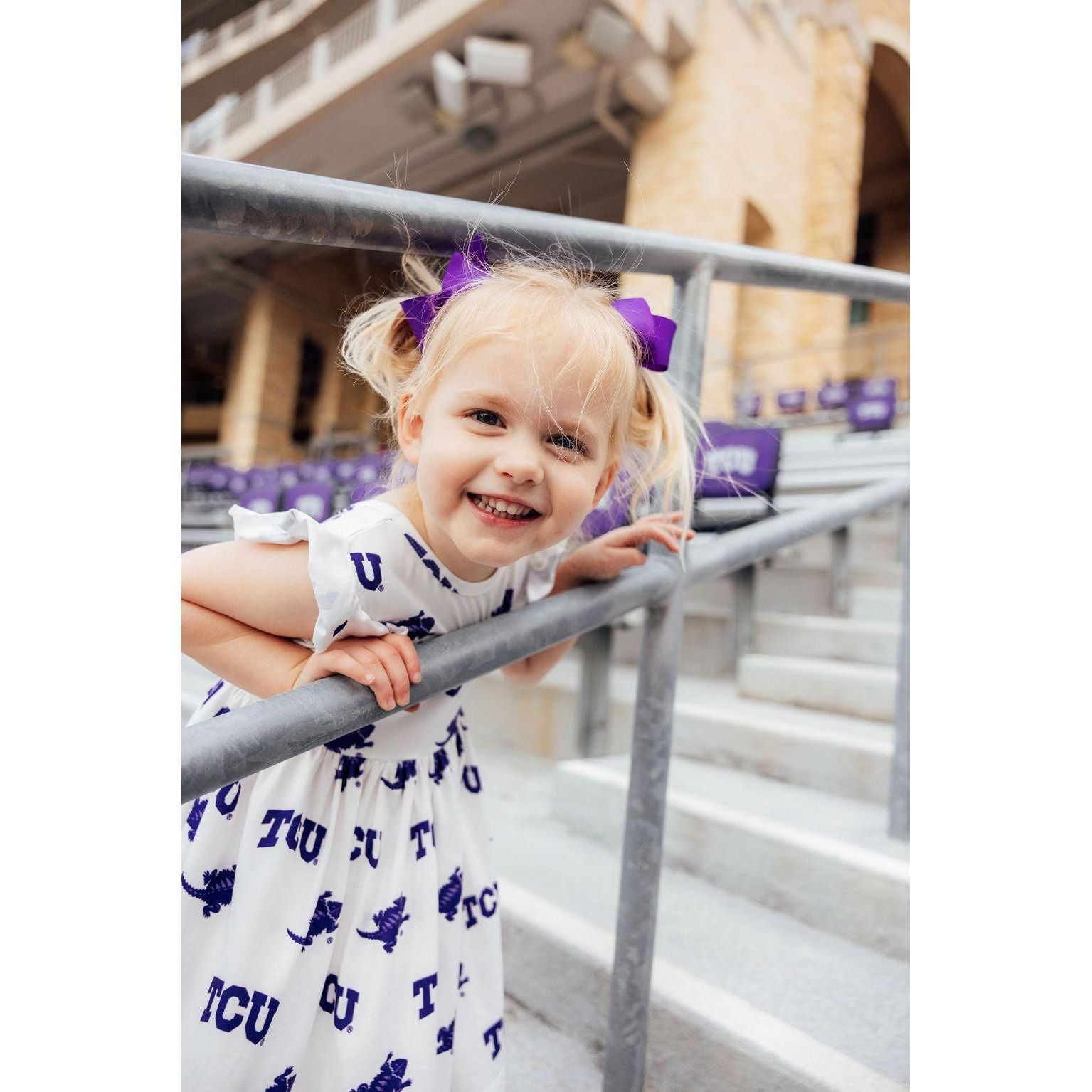 TCU White Frog Flutter Twirl Dress