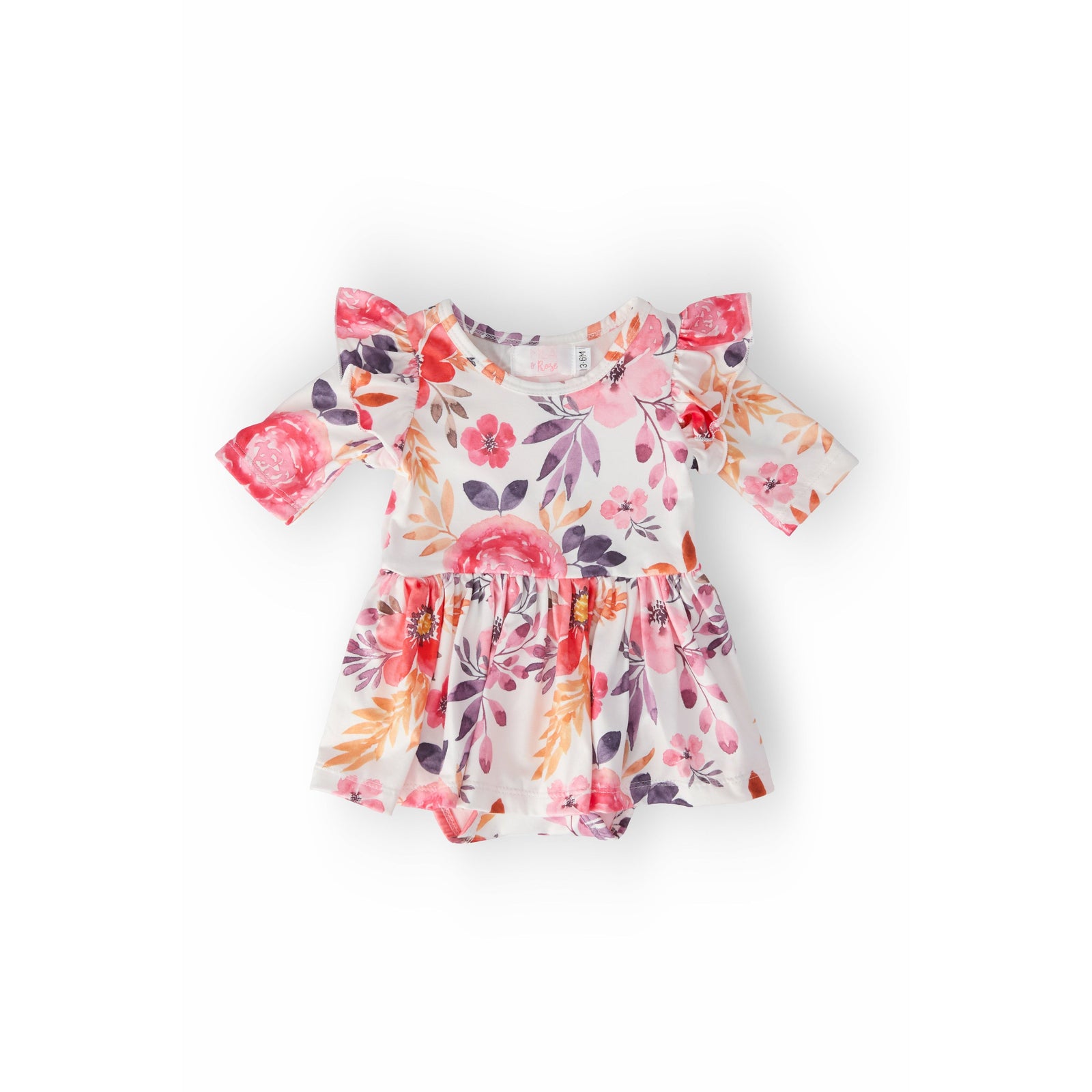 Tangerine Leaves Twirl Flutter Bodysuit