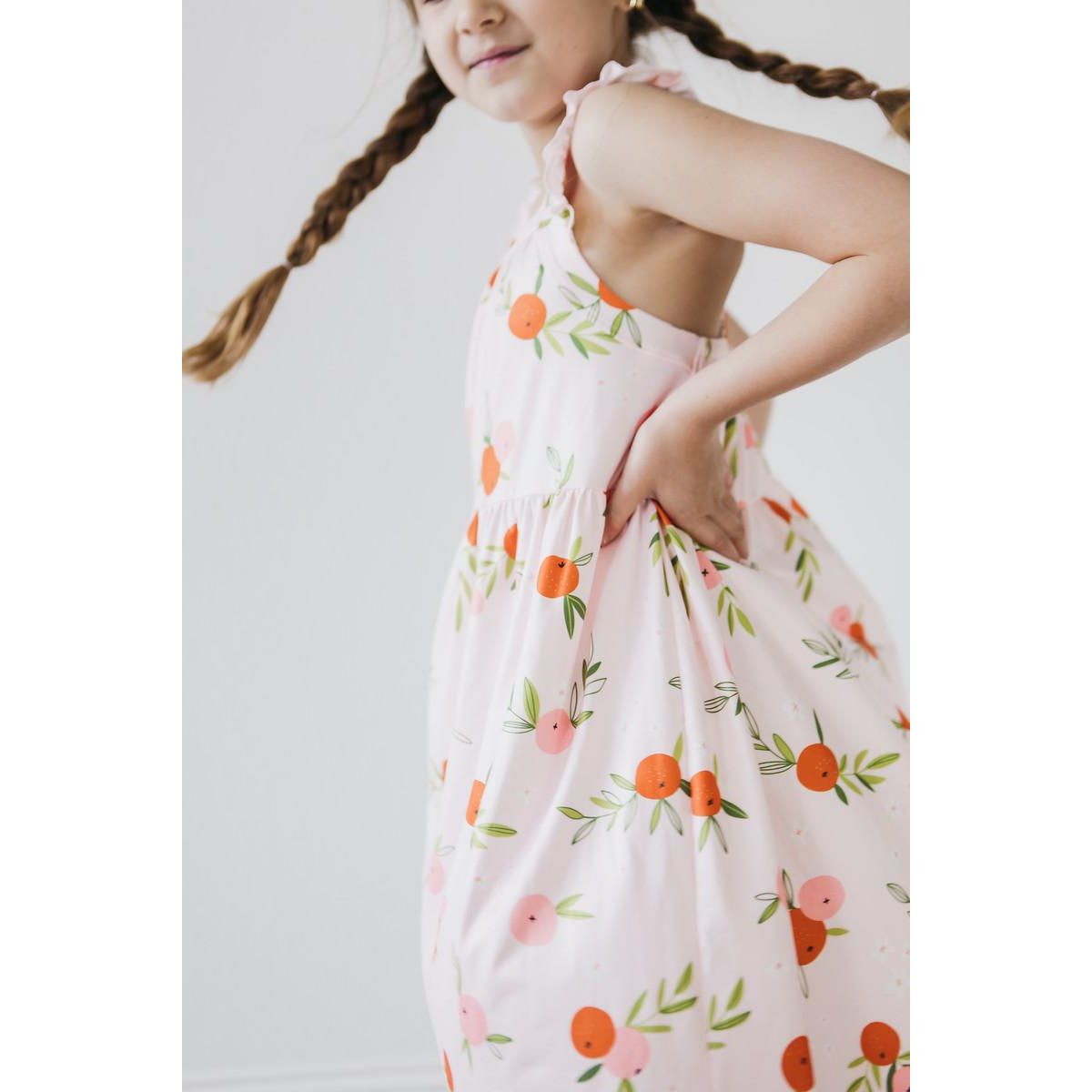 Tangerine Ruffle Cross Back Dress