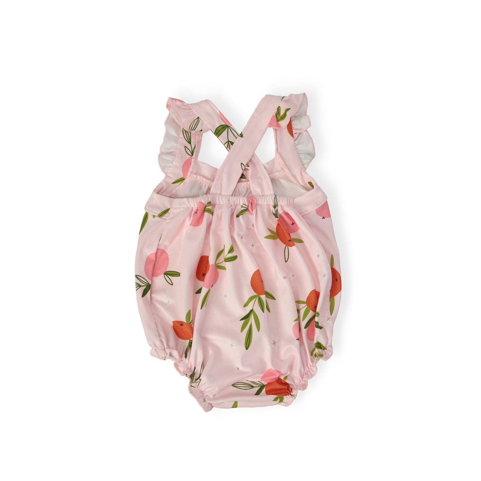 Tangerine Ruffle Cross Back Romper