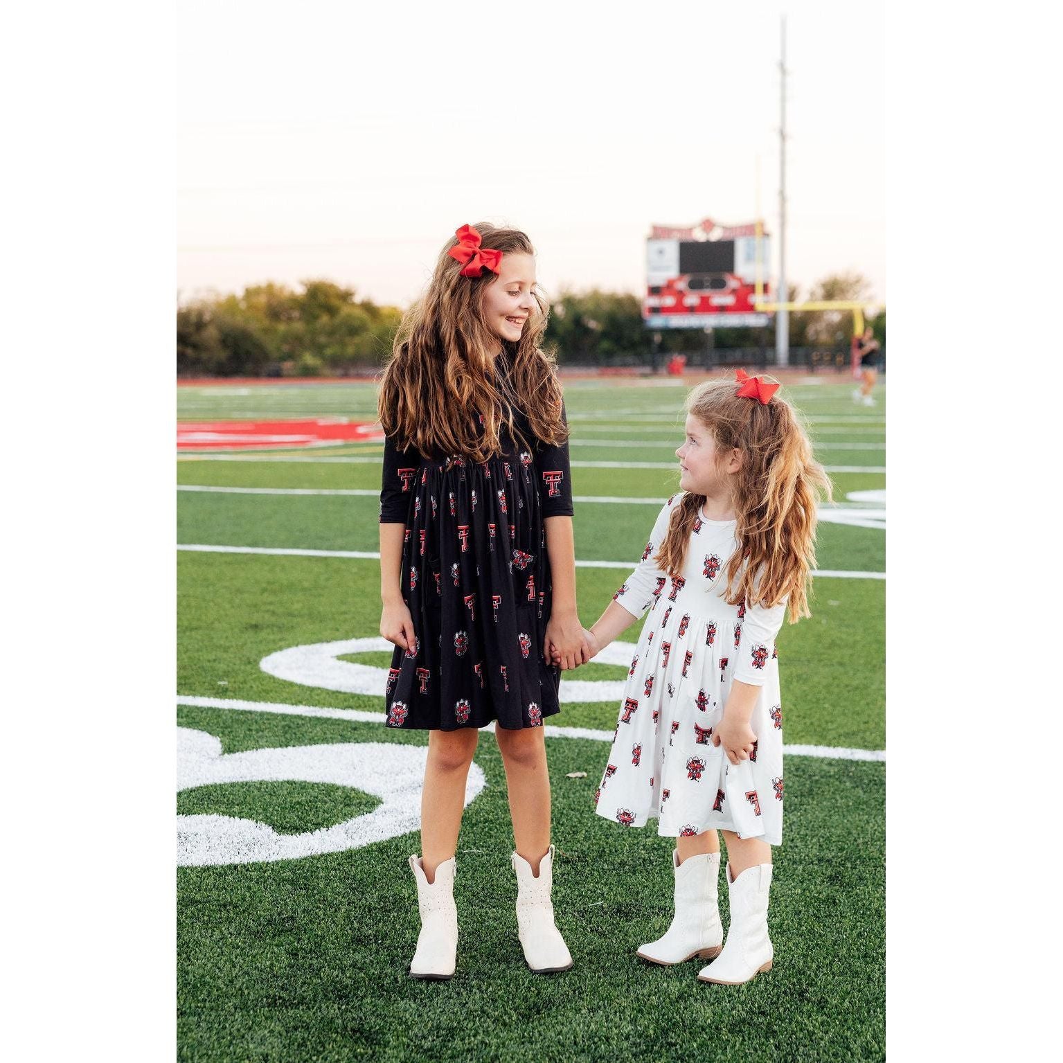 Texas Tech Black Raider Red 3/4 Sleeve Pocket Twirl Dress