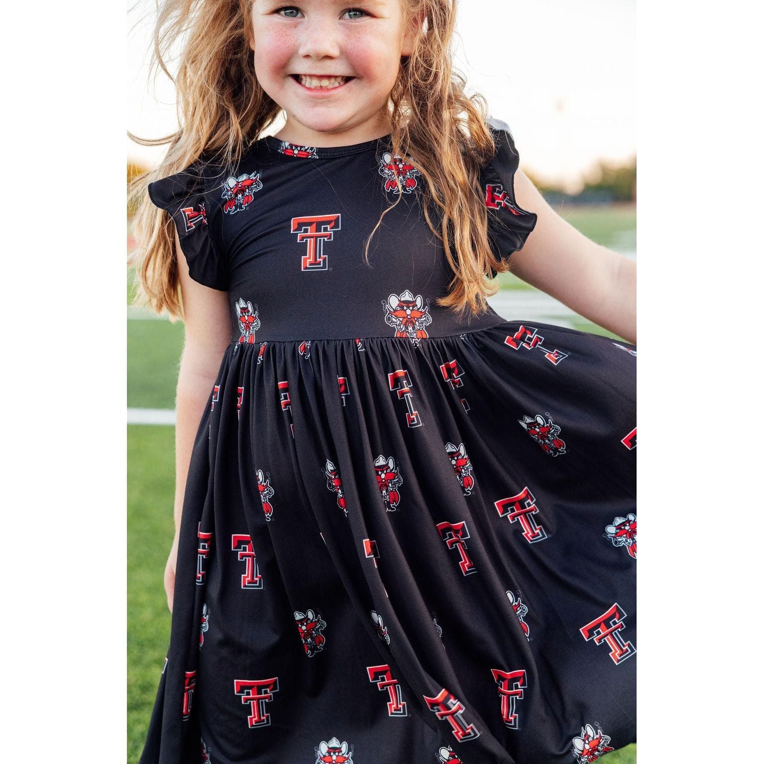Texas Tech Black Raider Red Flutter Twirl Dress