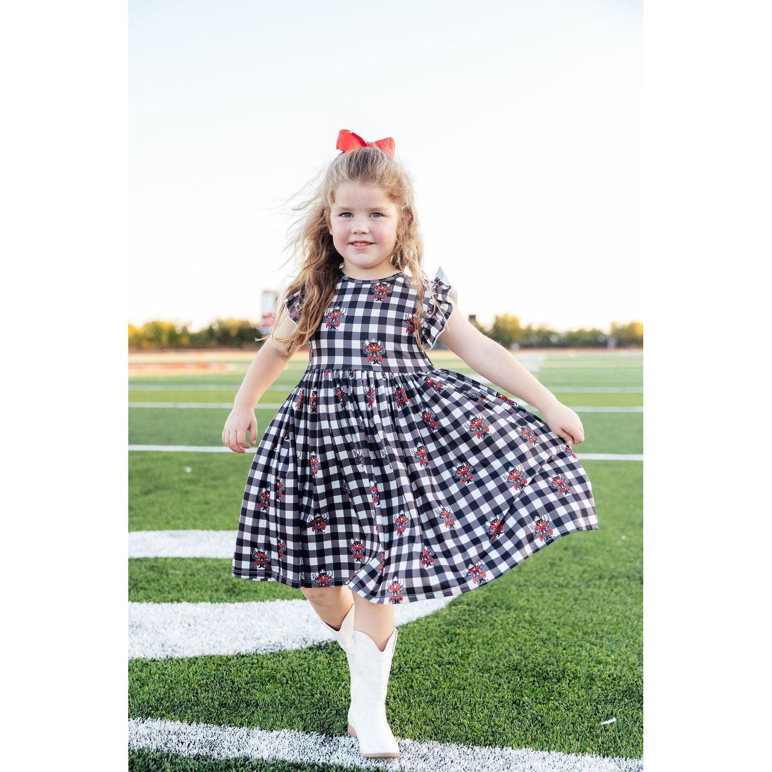 Texas Tech Plaid Raider Red Flutter Twirl Dress