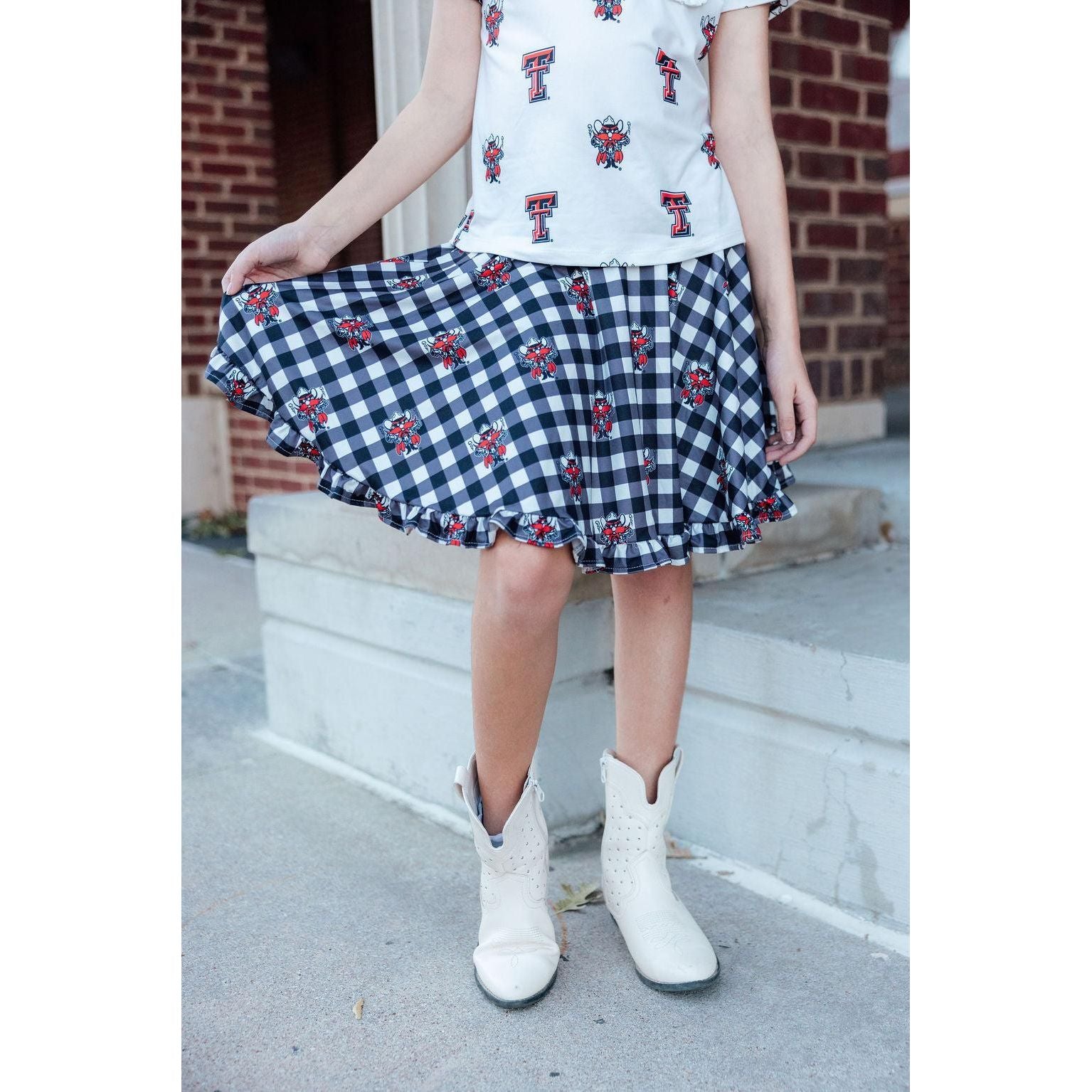 Texas Tech Plaid Raider Red Twirl Skort