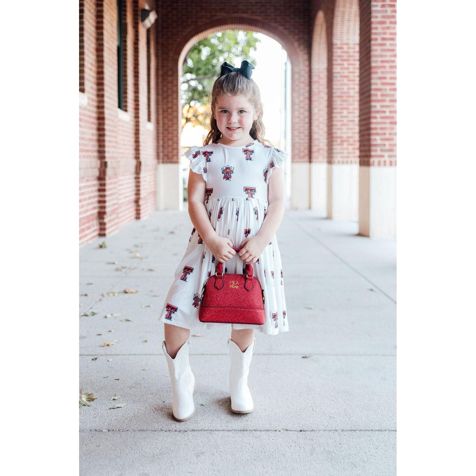 Texas Tech White Raider Red Flutter Twirl Dress