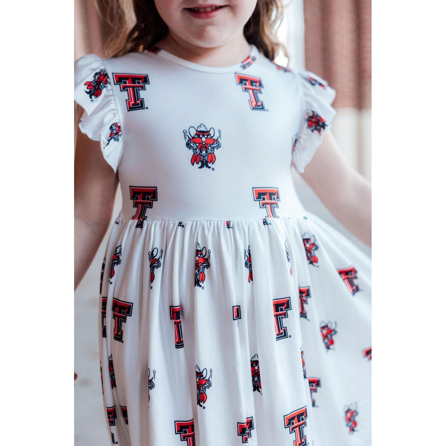 Texas Tech White Raider Red Flutter Twirl Dress