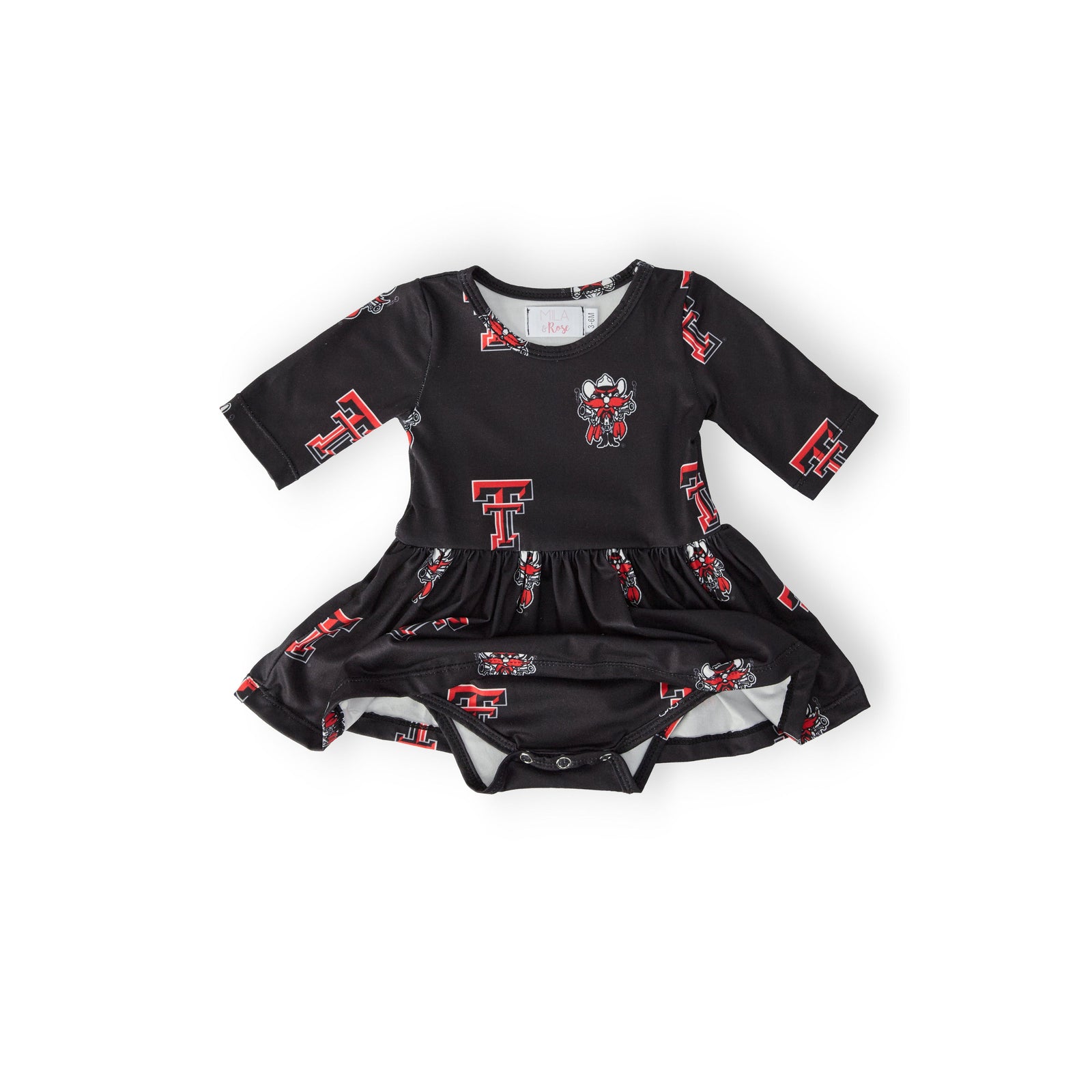 Texas Tech Black Raider Red 3/4 Sleeve Twirl Bodysuit