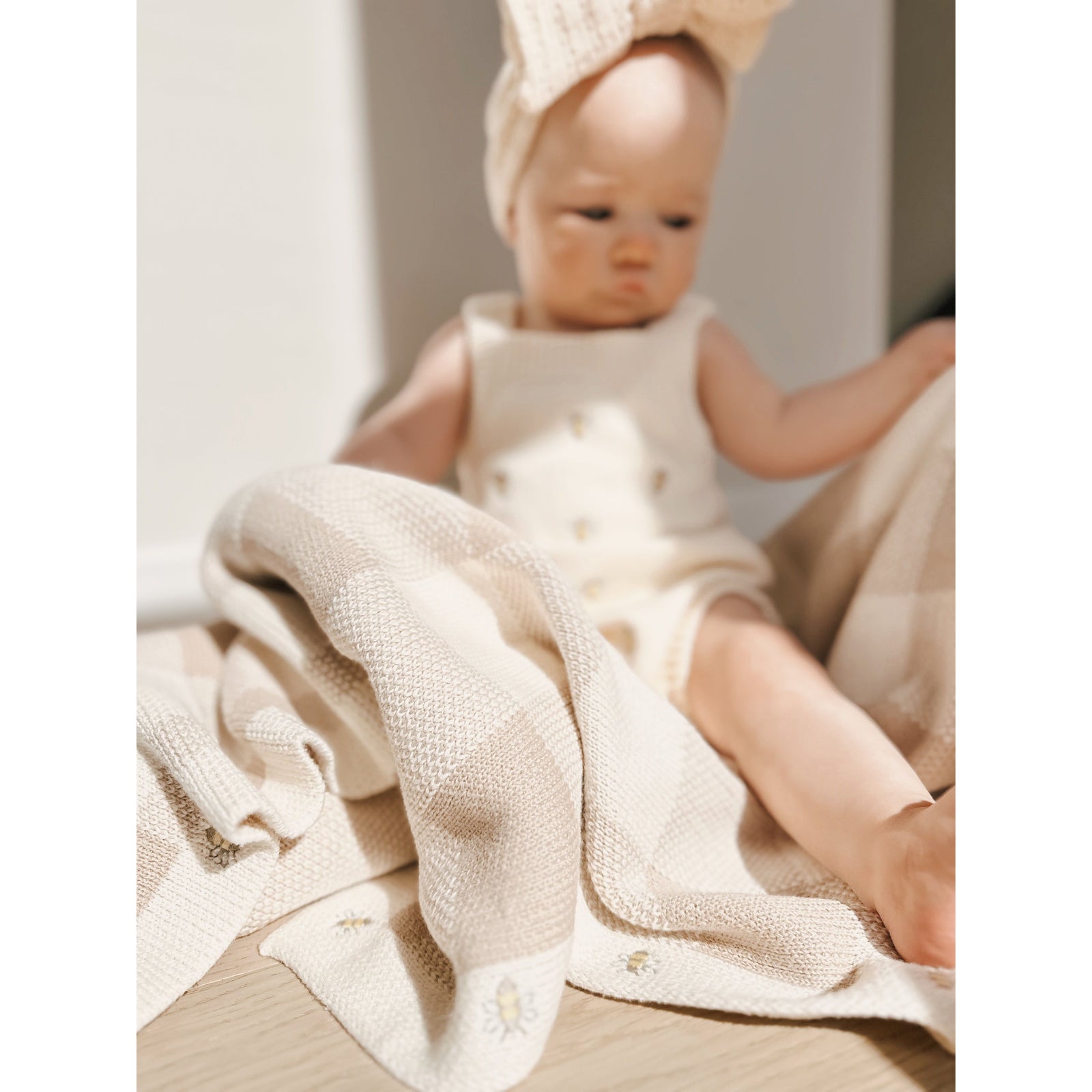 Busy Bee Gingham Baby Blanket