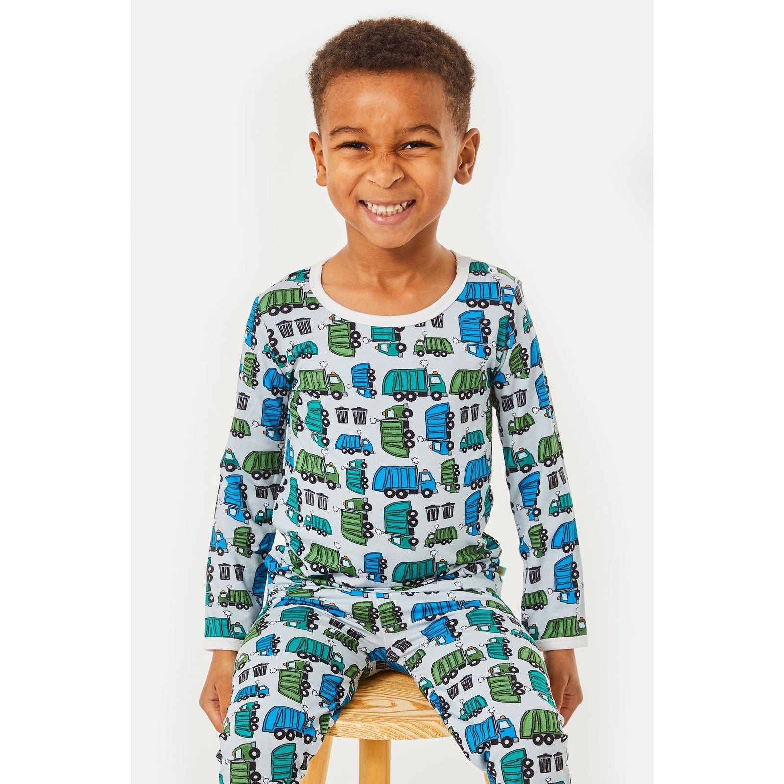 Long Sleeve Pajama Set - Garbage Trucks