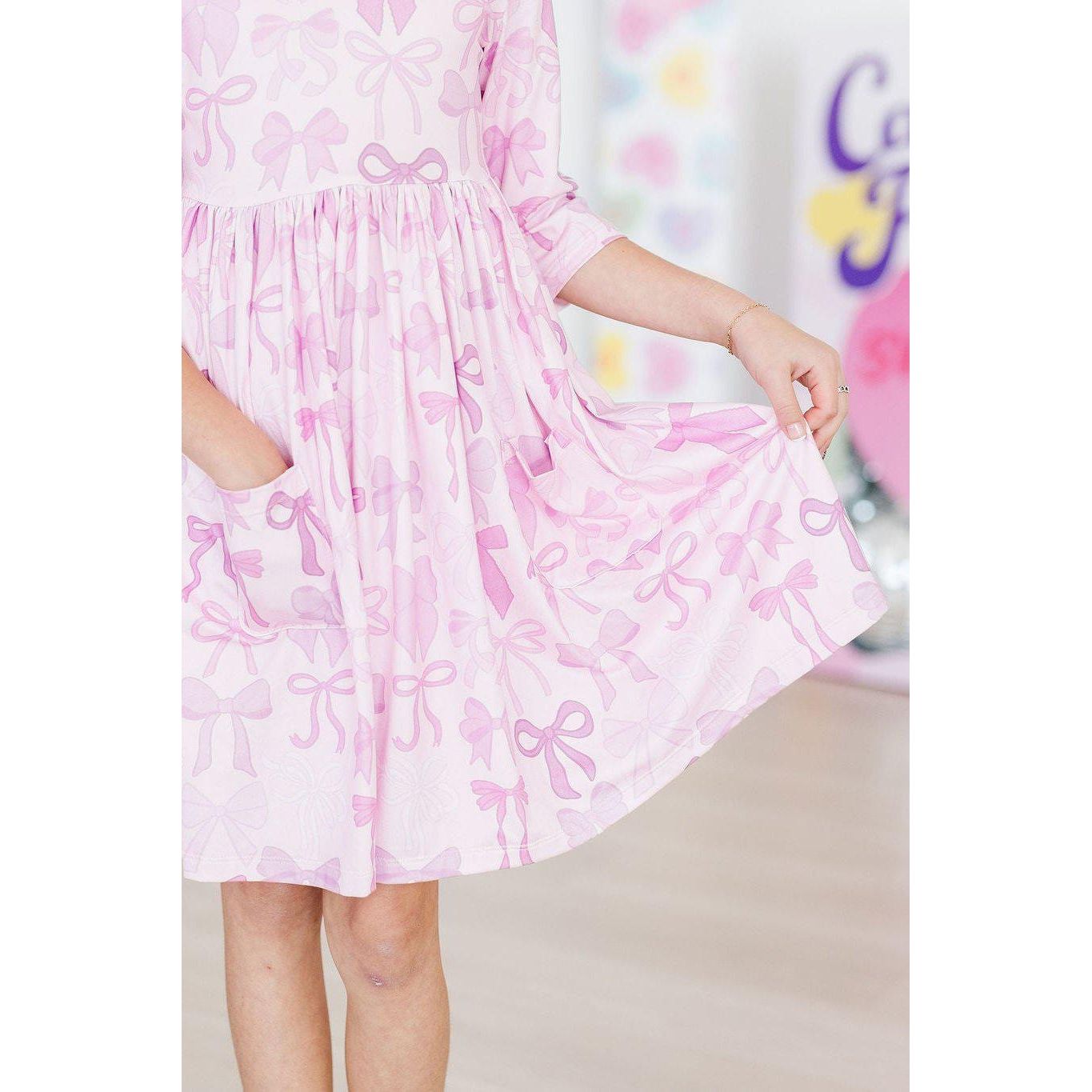 Twinkle Ties 3/4 Sleeve Pocket Twirl Dress