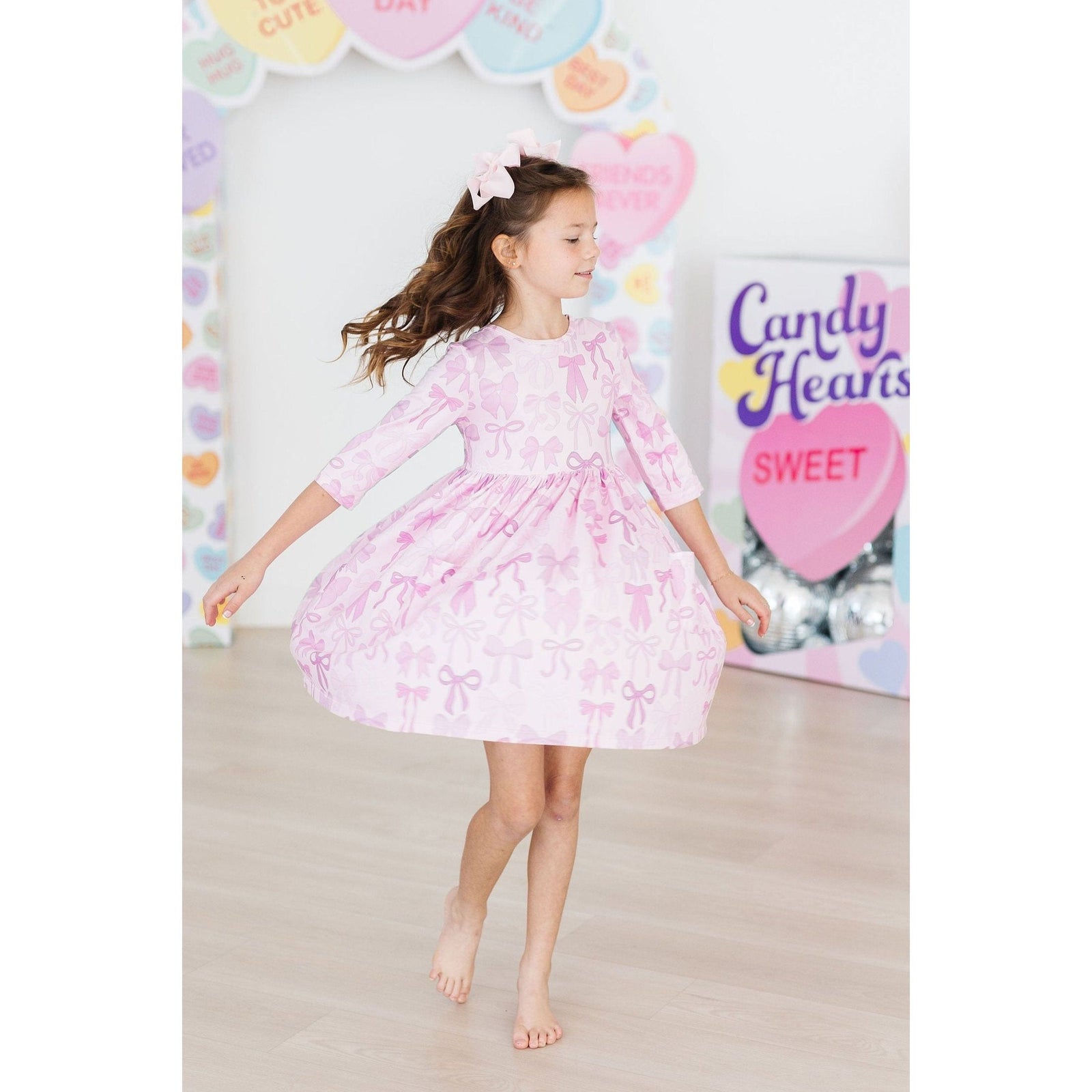 Twinkle Ties 3/4 Sleeve Pocket Twirl Dress