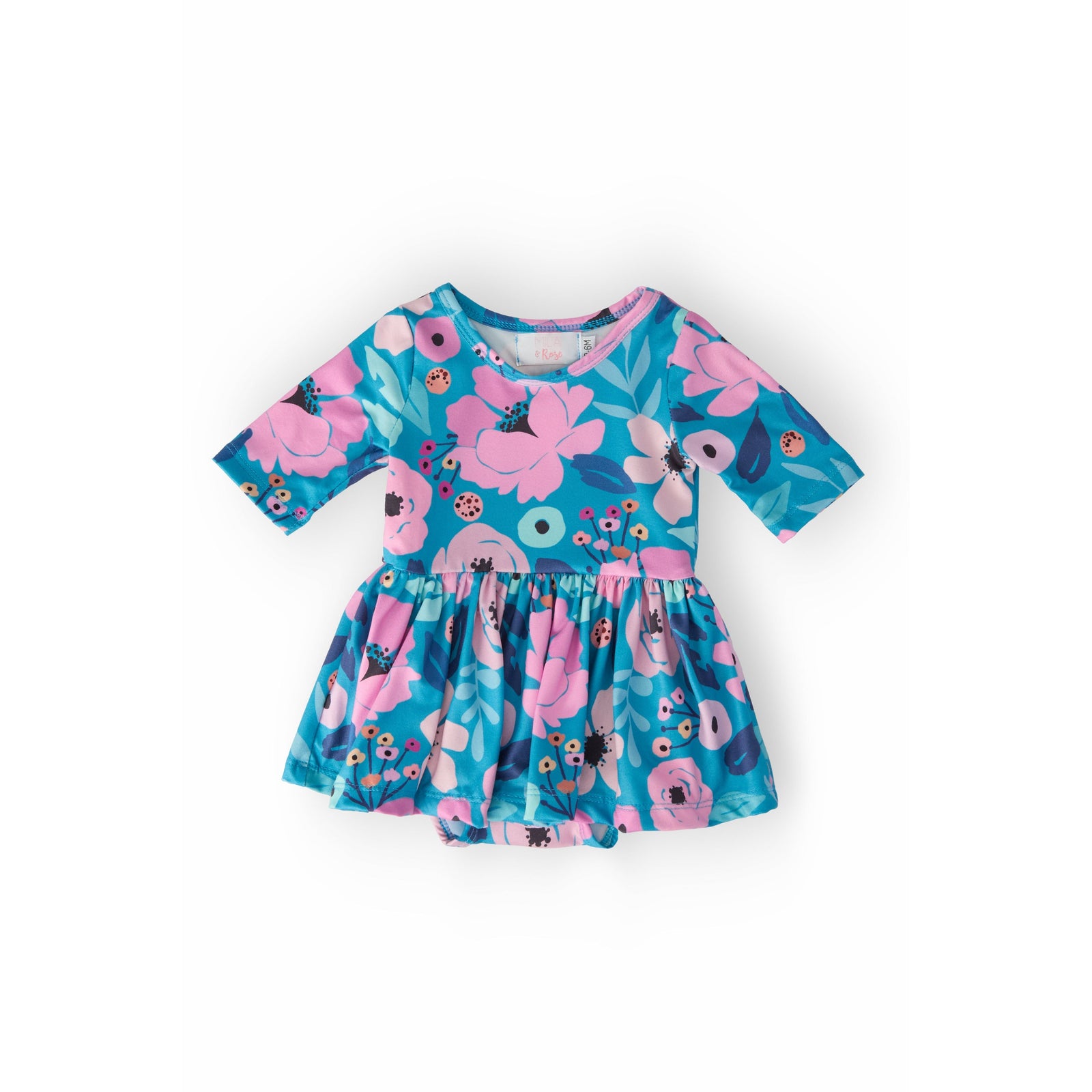 Twirling in Teal 3/4 Sleeve Twirl Bodysuit