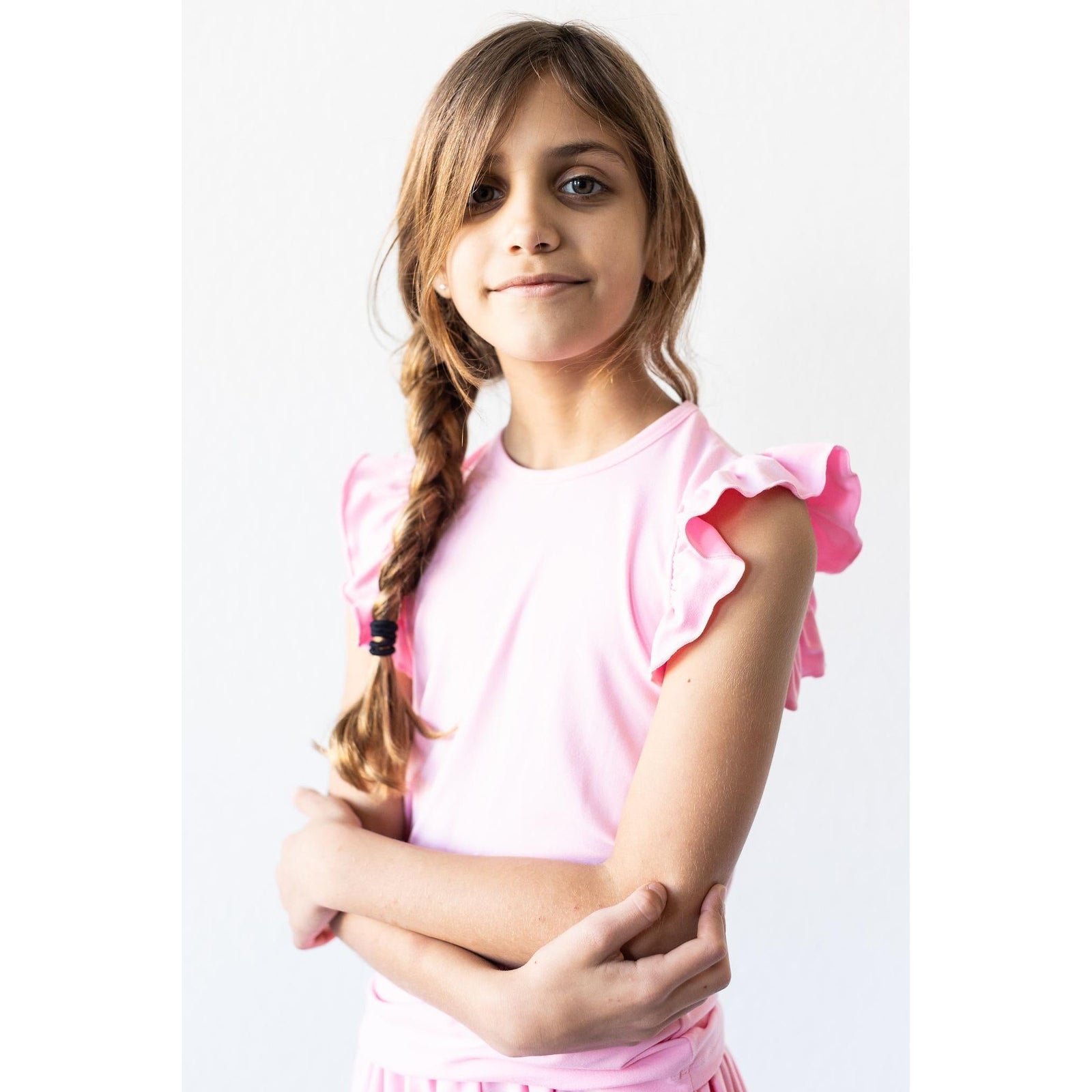 Bubblegum Pink S/S Ruffle Tee
