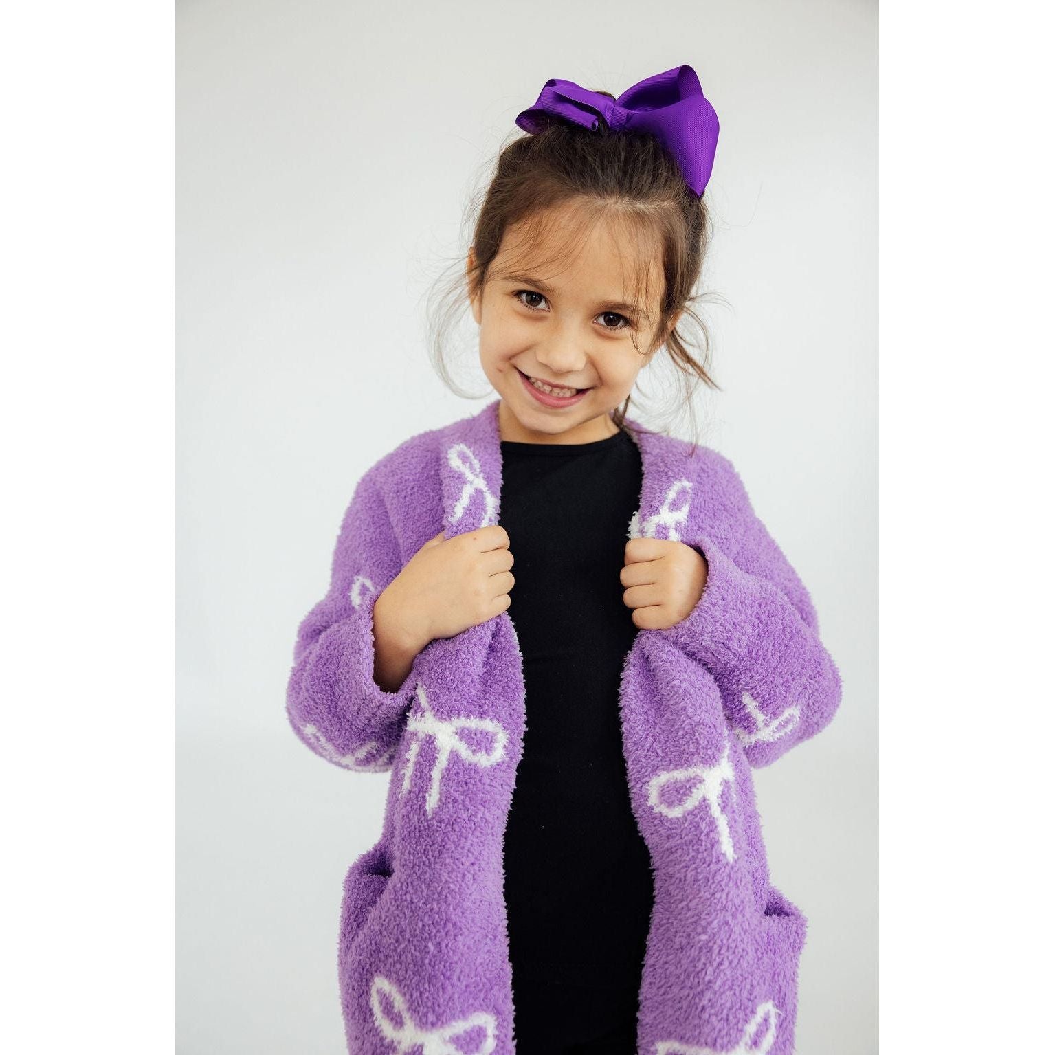 Lilac/Coconut Bow Cozy Cardigan