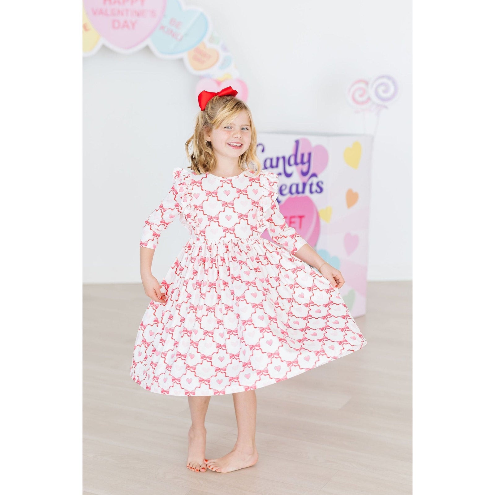 Lovebug 3/4 Sleeve Ruffle Twirl Dress