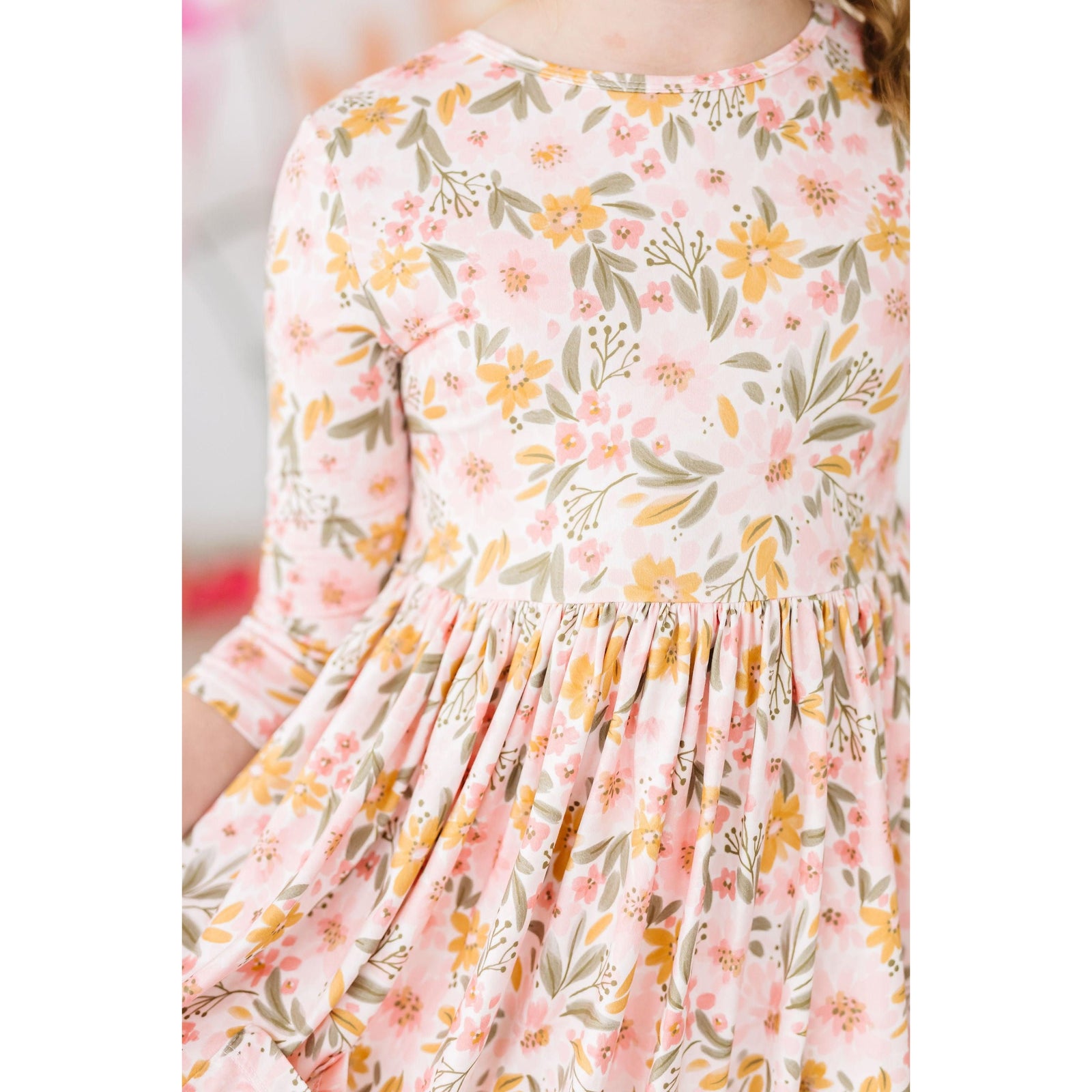 Pretty Peachy 3/4 Sleeve Pocket Twirl Dress