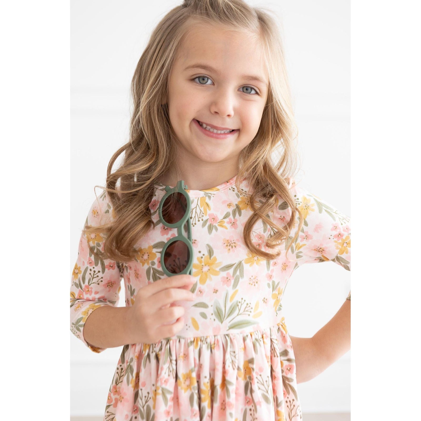 Pretty Peachy 3/4 Sleeve Pocket Twirl Dress