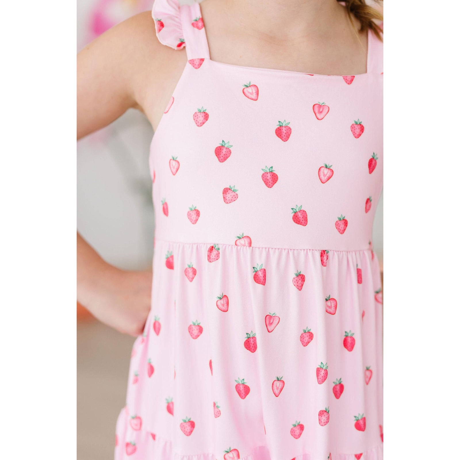 Sweet Strawberries Ruffle Maxi Dress