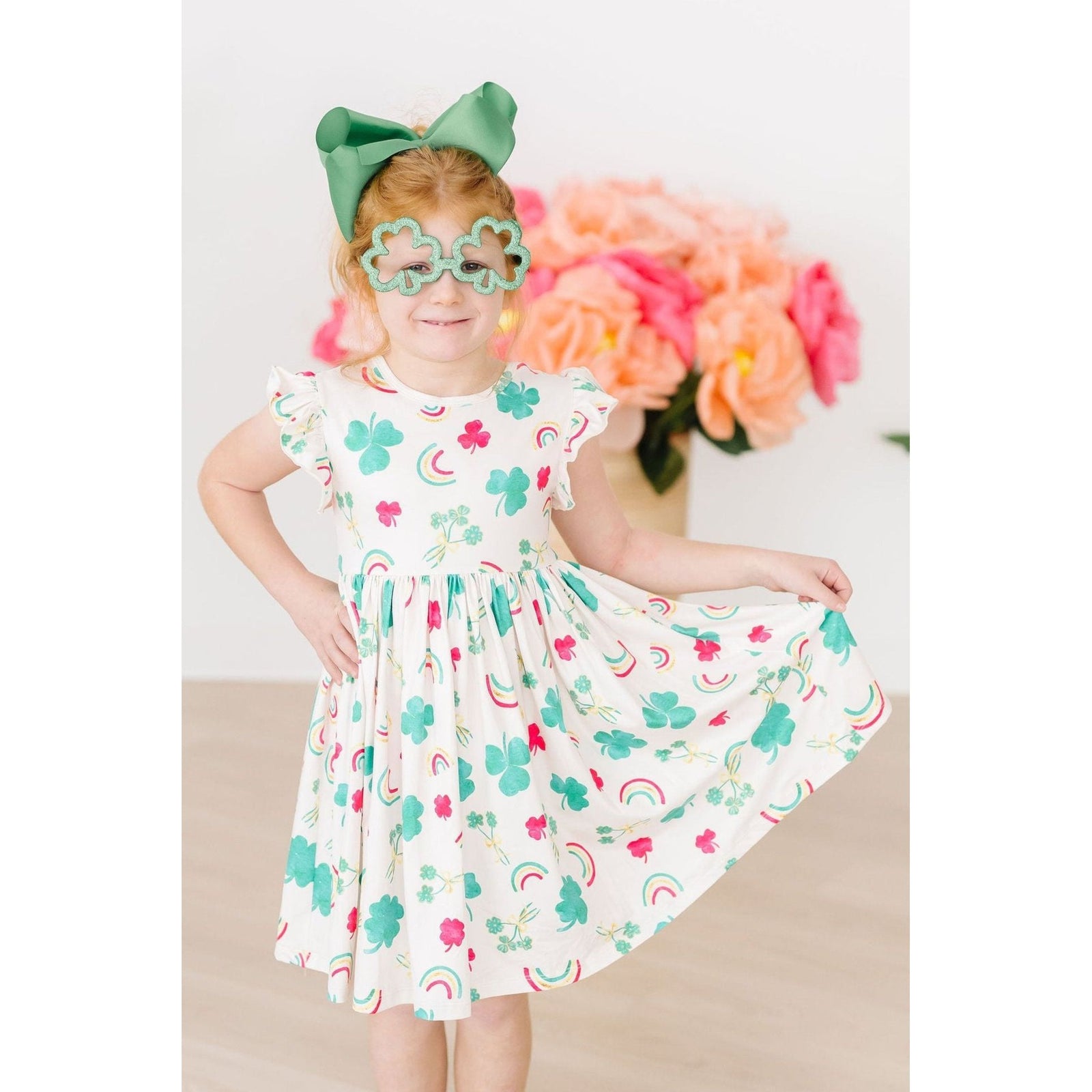 Top of the Mornin' Flutter Sleeve Twirl Dress