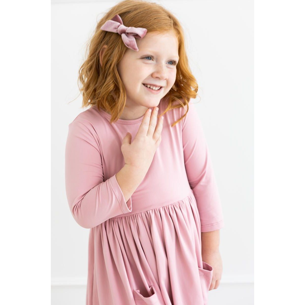 Vintage Pink 3/4 Sleeve Pocket Twirl Dress