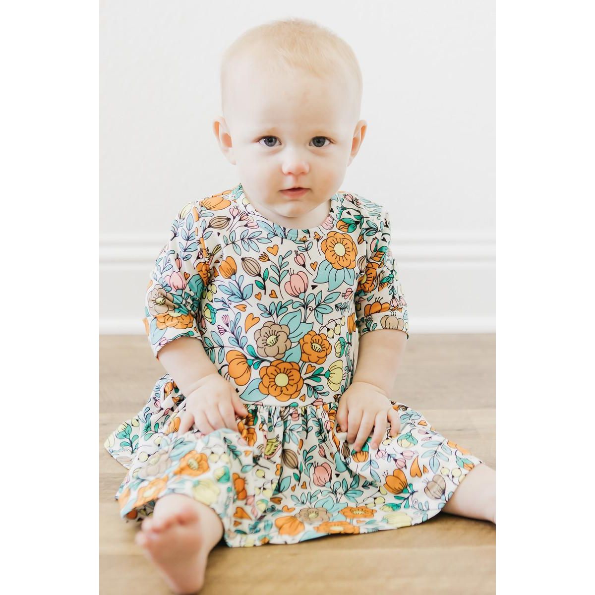 Vintage Vibes 3/4 Sleeve Twirl Bodysuit