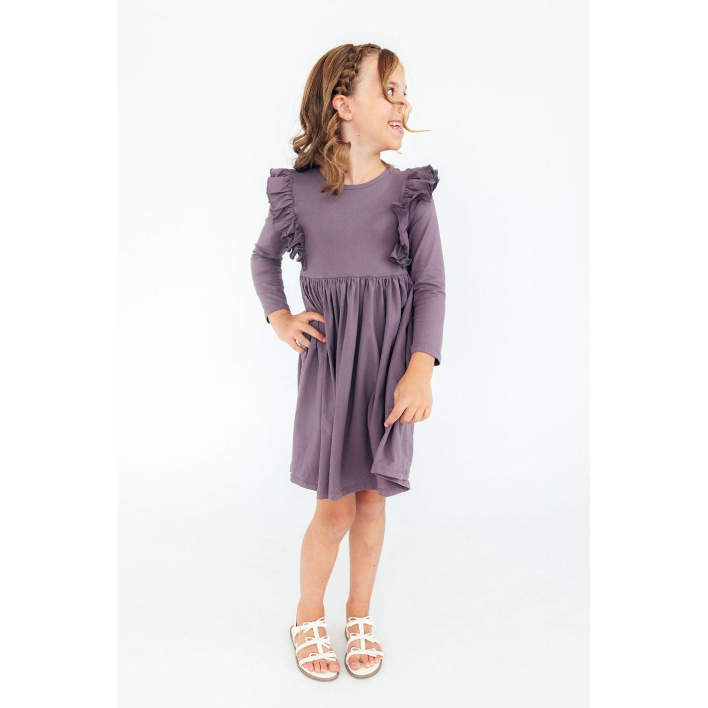 Vintage Violet L/S Ruffle Twirl Dress