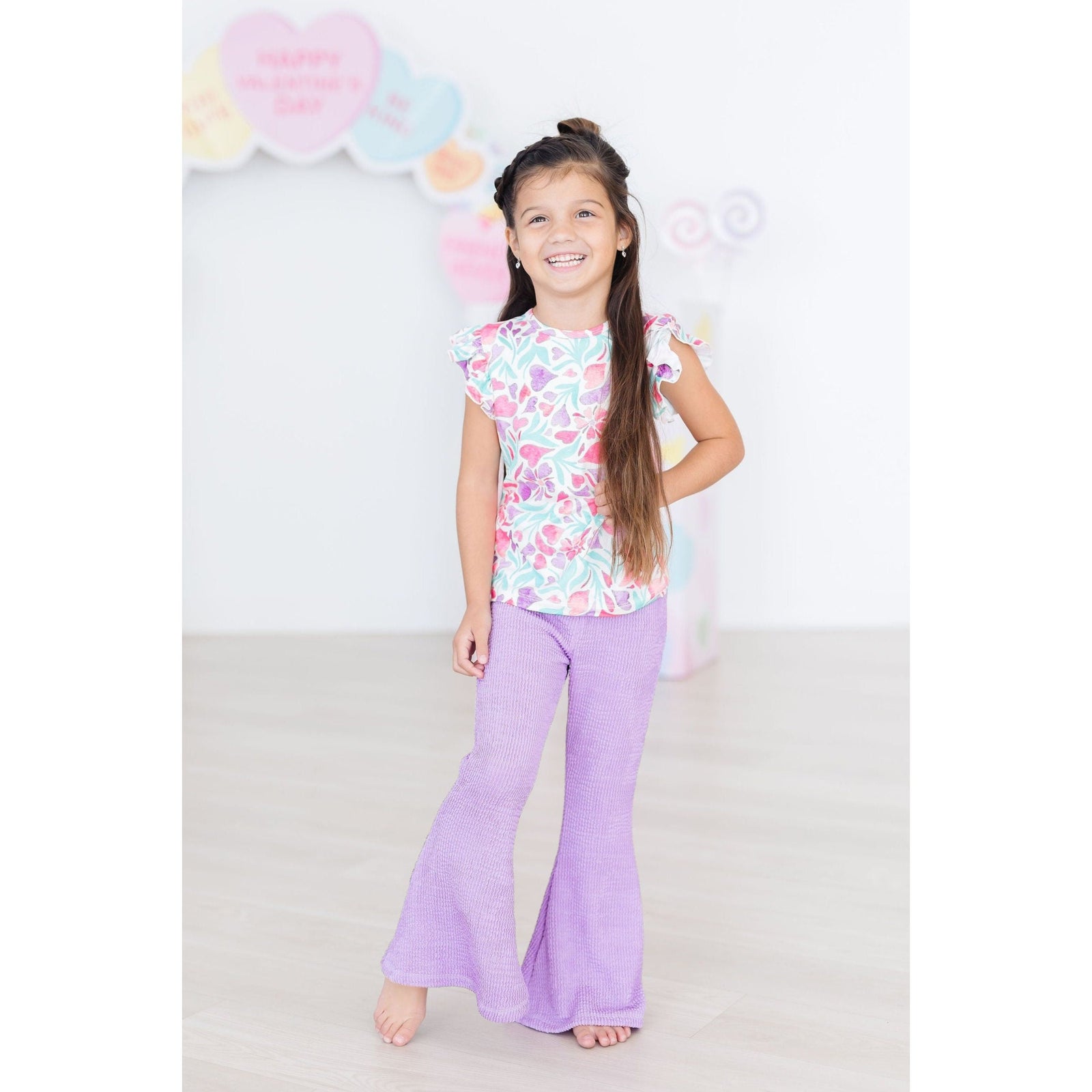 Watercolor Hearts S/S Ruffle Tee