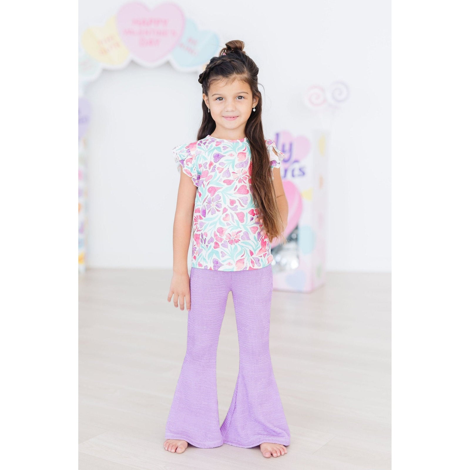 Watercolor Hearts S/S Ruffle Tee
