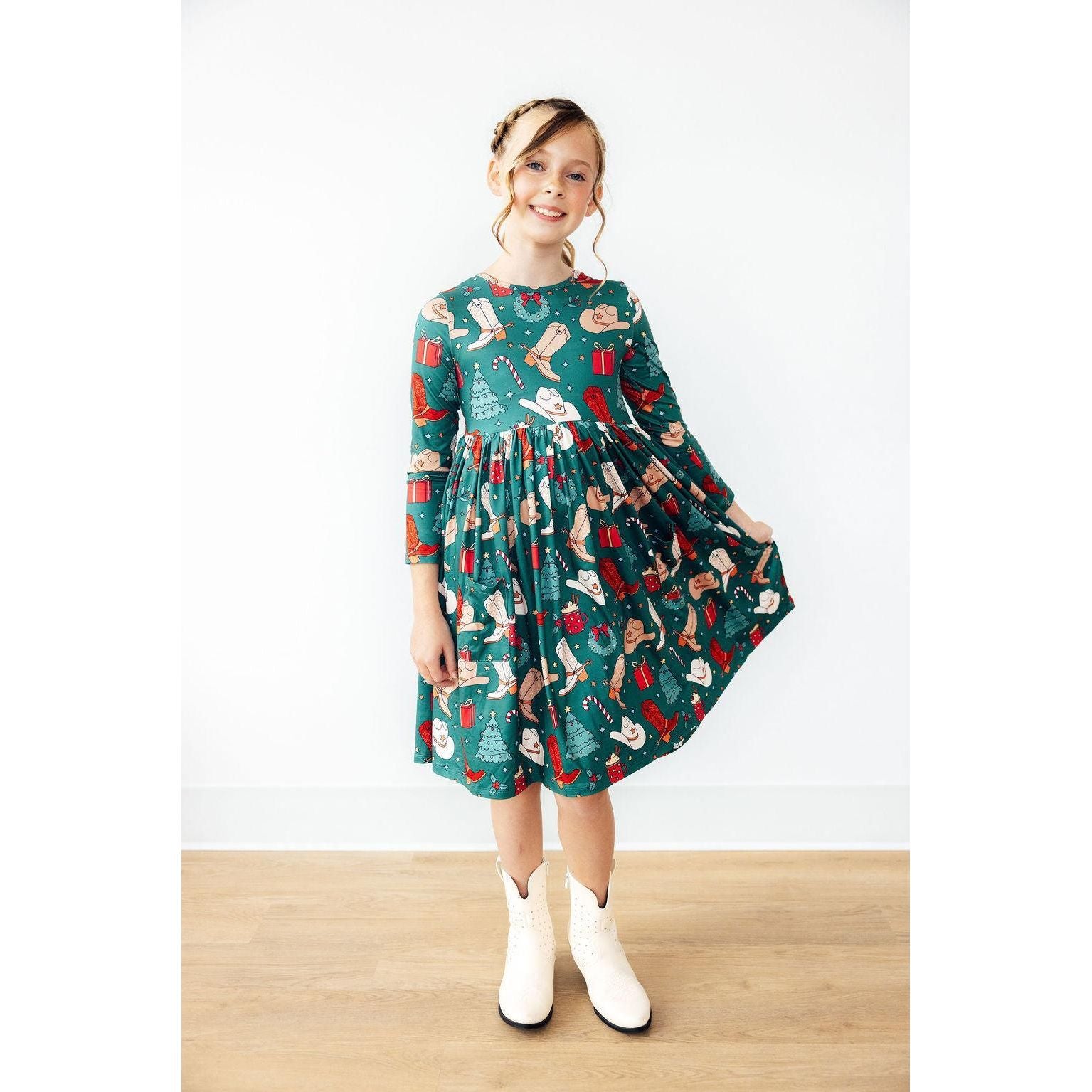 Western Wonderland L/S Pocket Twirl Dress