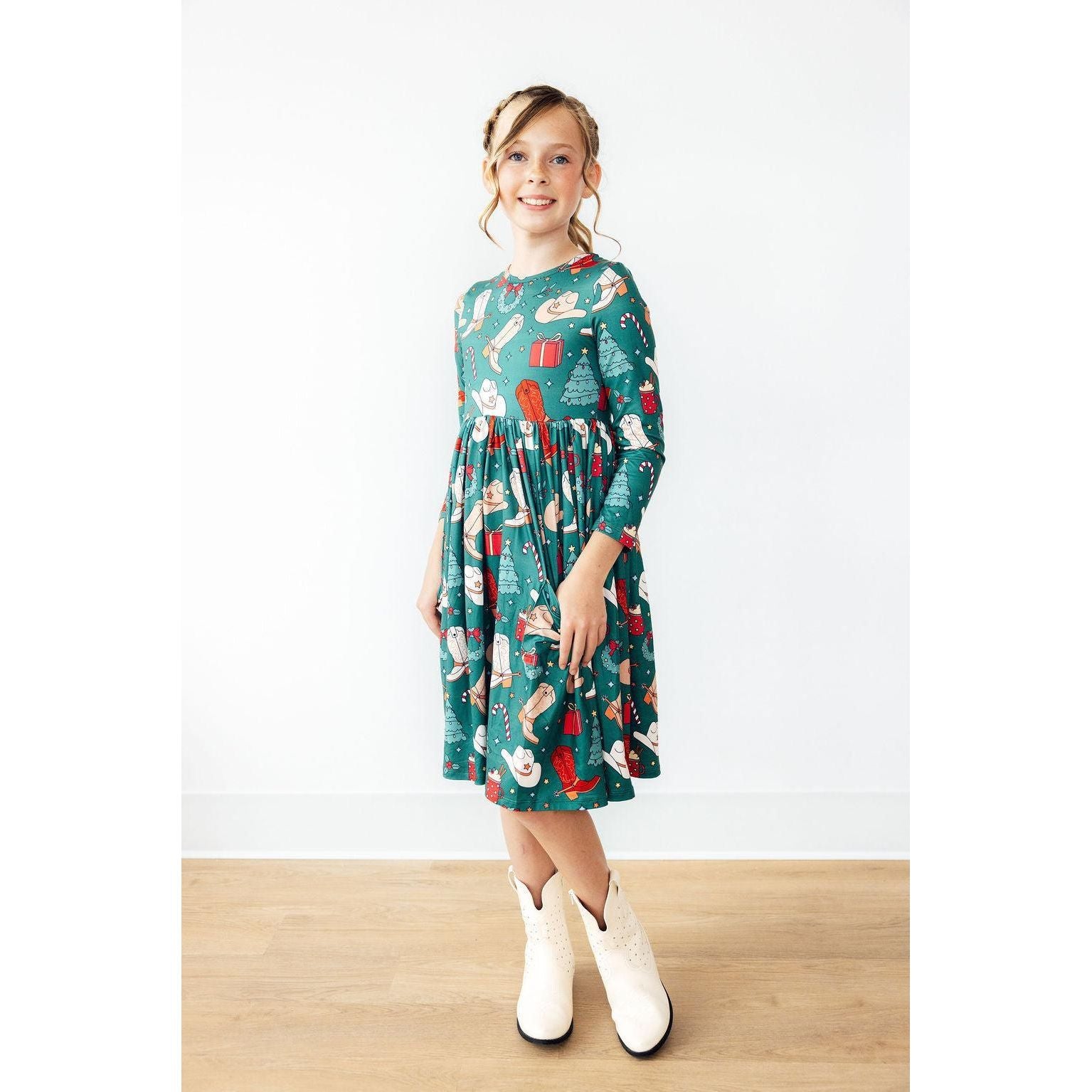 Western Wonderland L/S Pocket Twirl Dress